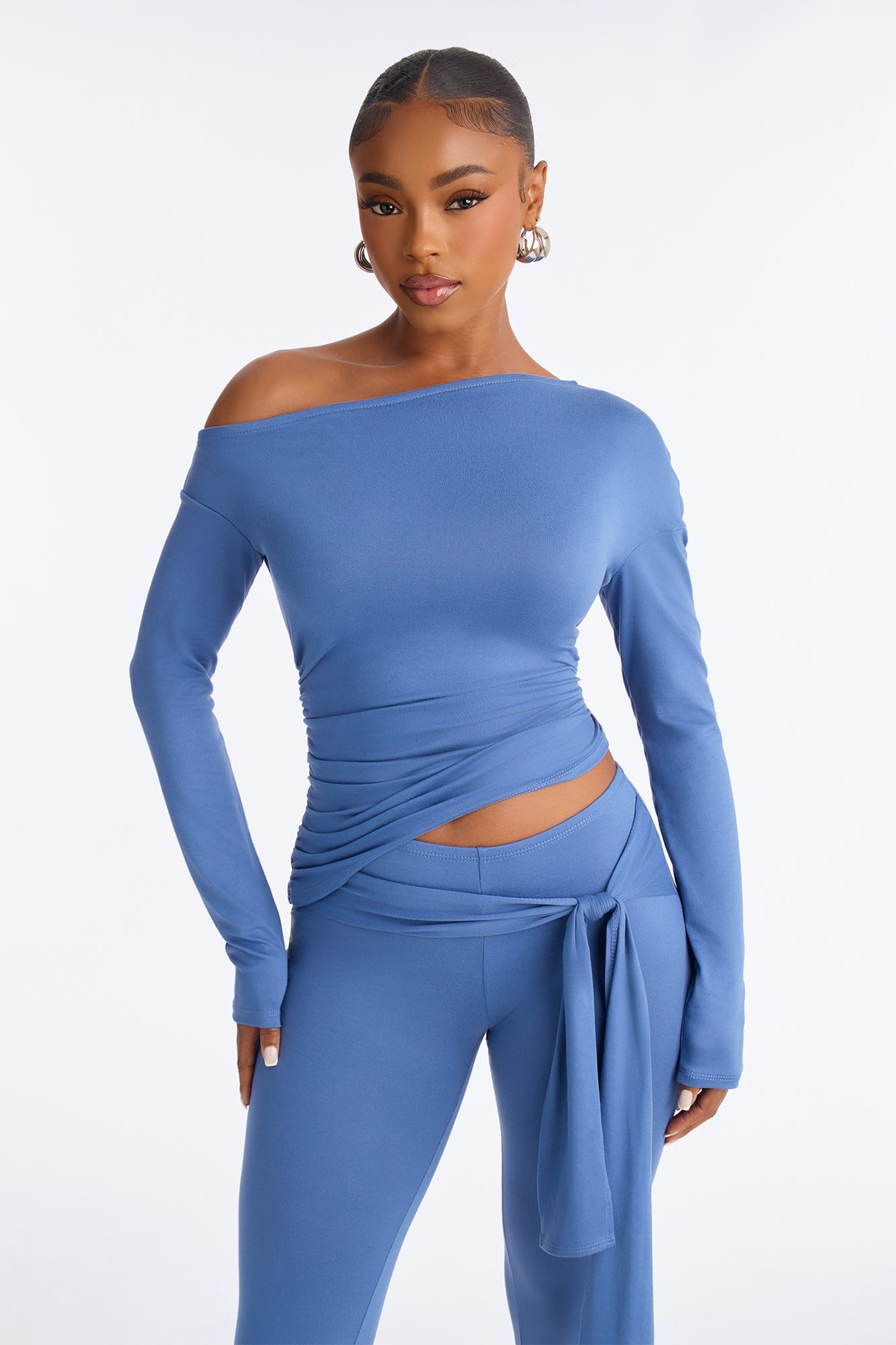 Leah Tie Waist Capri Set - Denim image 6