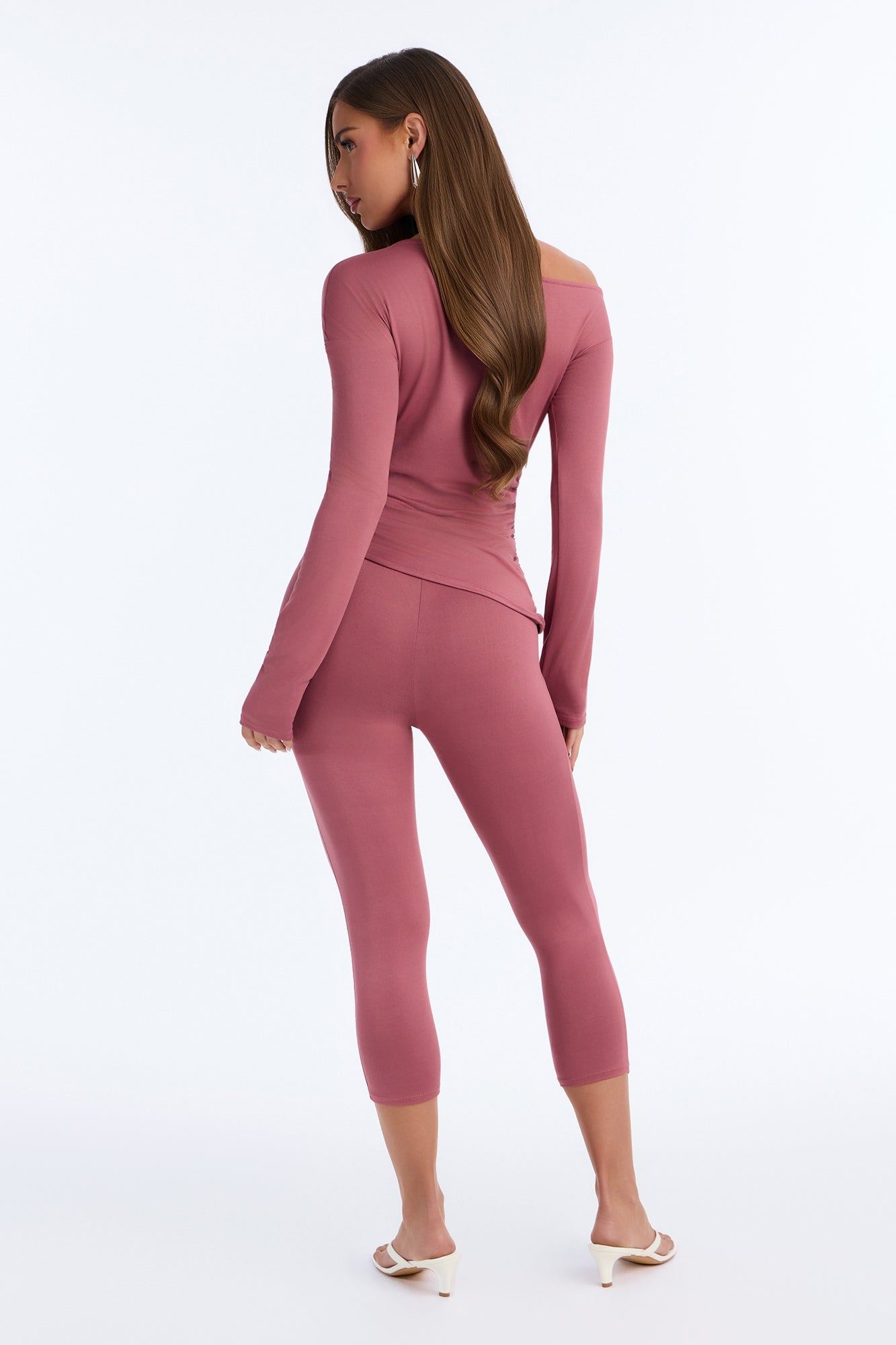Leah Tie Waist Capri Set - Marsala image 8