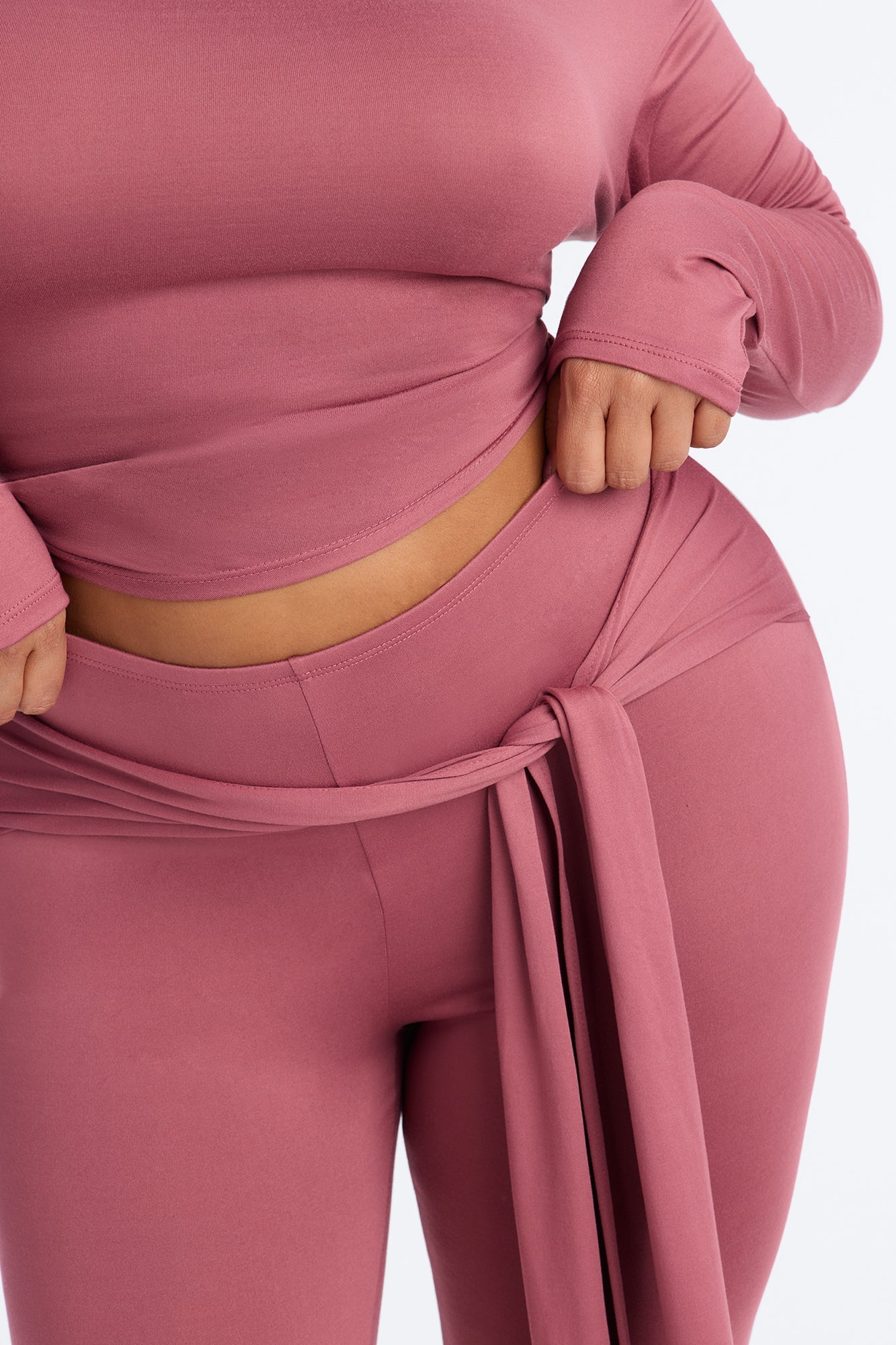 Leah Tie Waist Capri Set - Marsala image 4