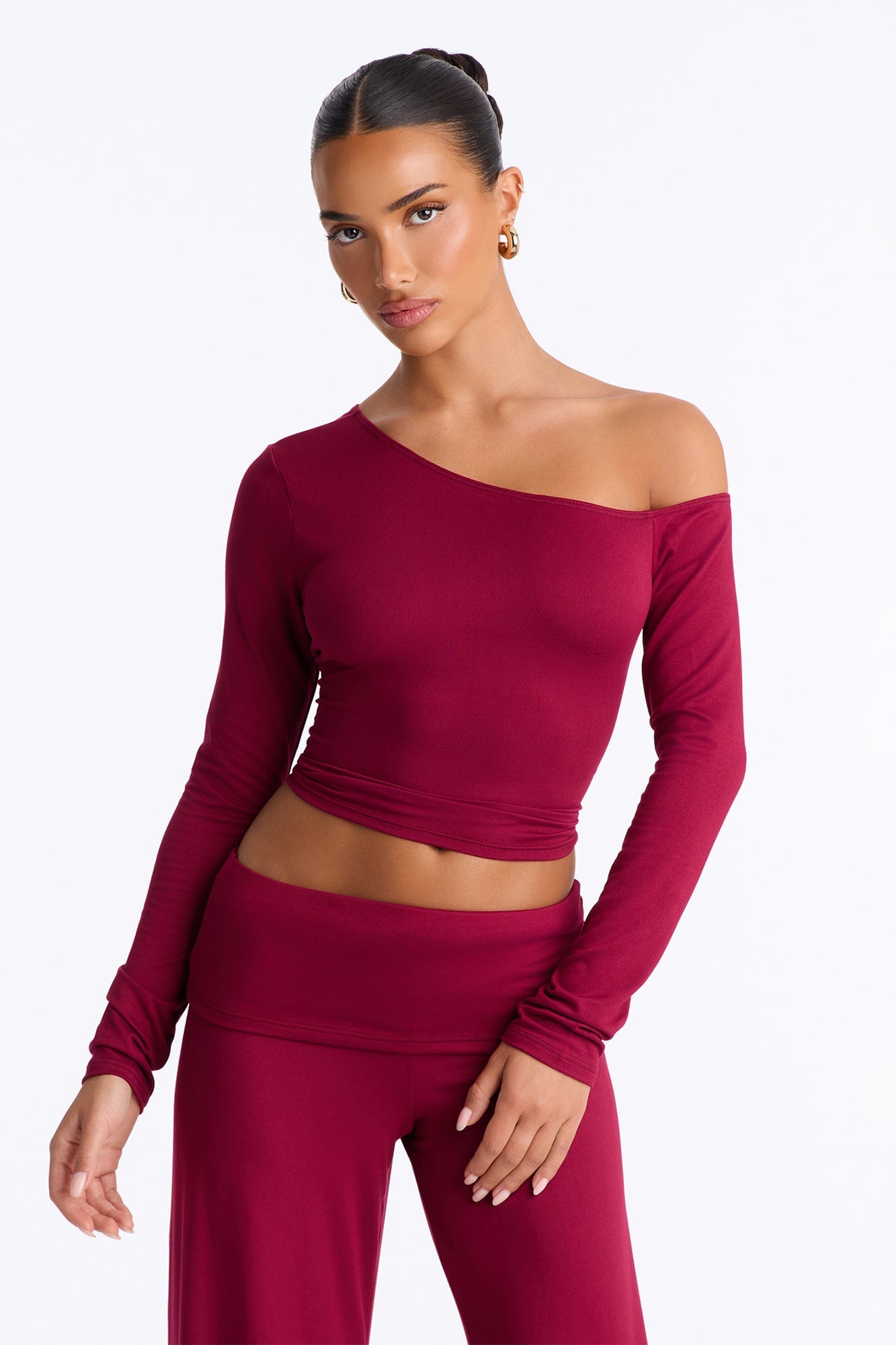 Natalia Off Shoulder Pant Set - Burgundy image 6