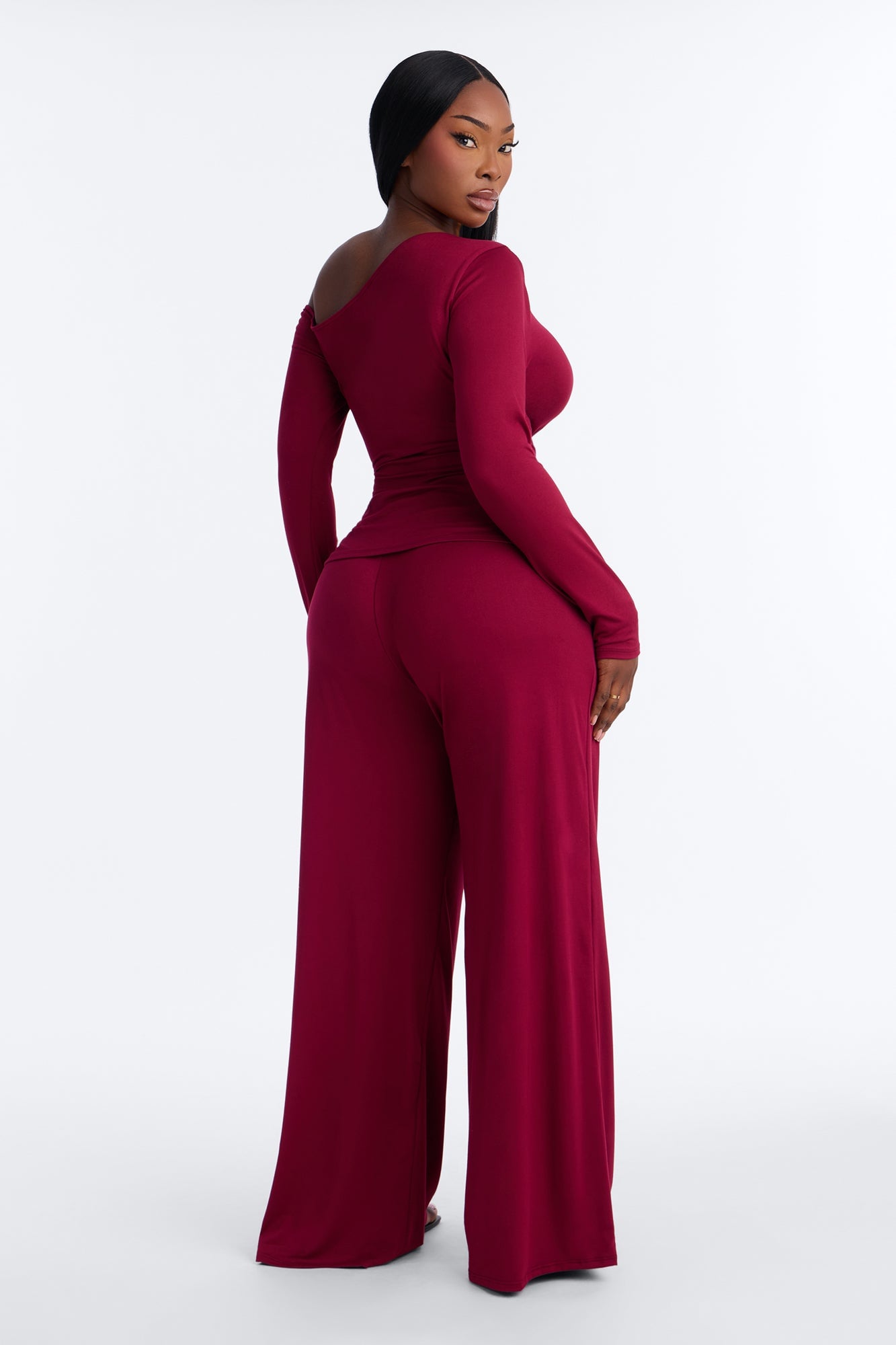 Natalia Off Shoulder Pant Set - Burgundy image 3