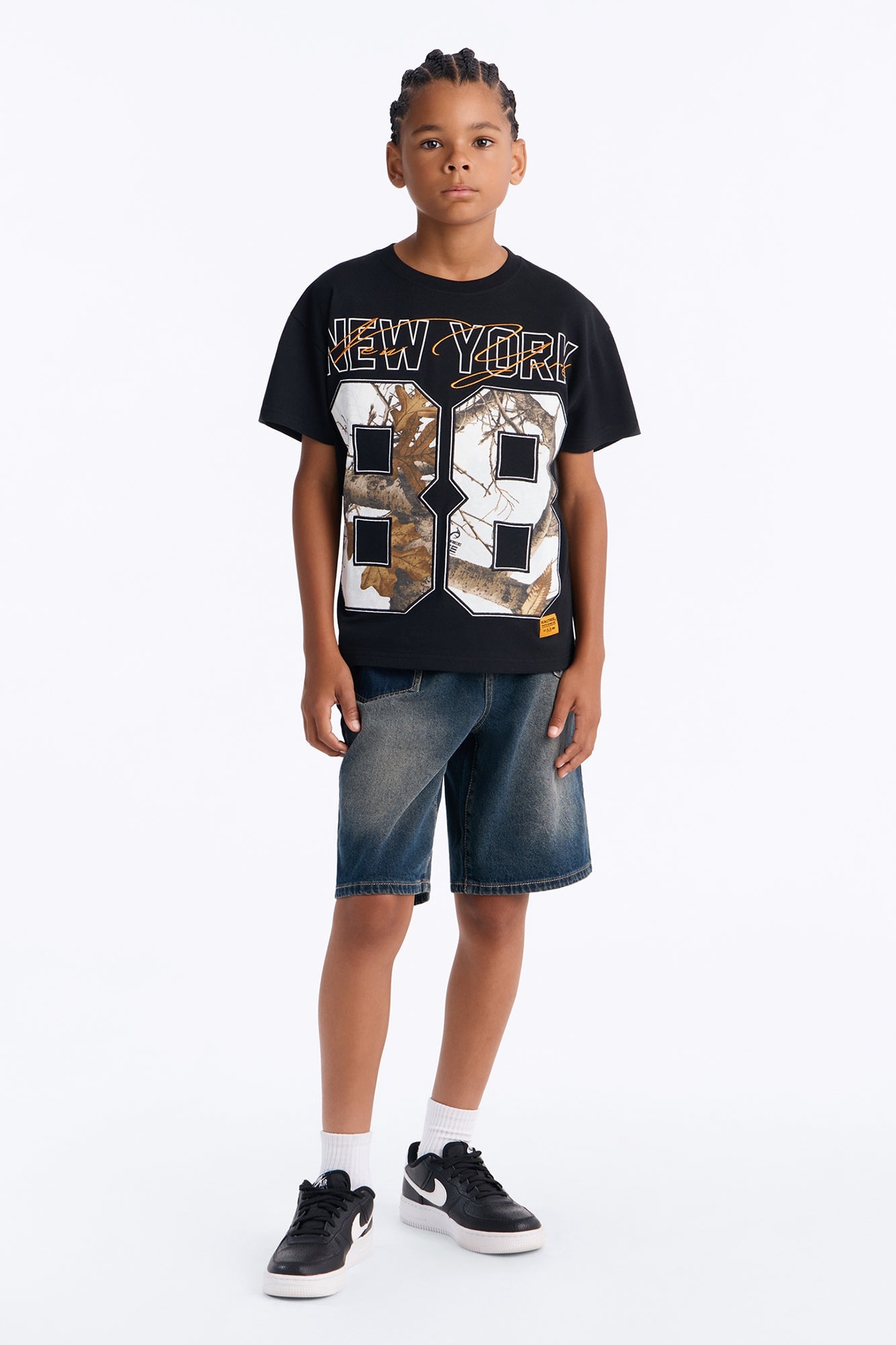 Mini Real Tree New York 88 Embroidered Patch Short Sleeve Tee - Black image 2
