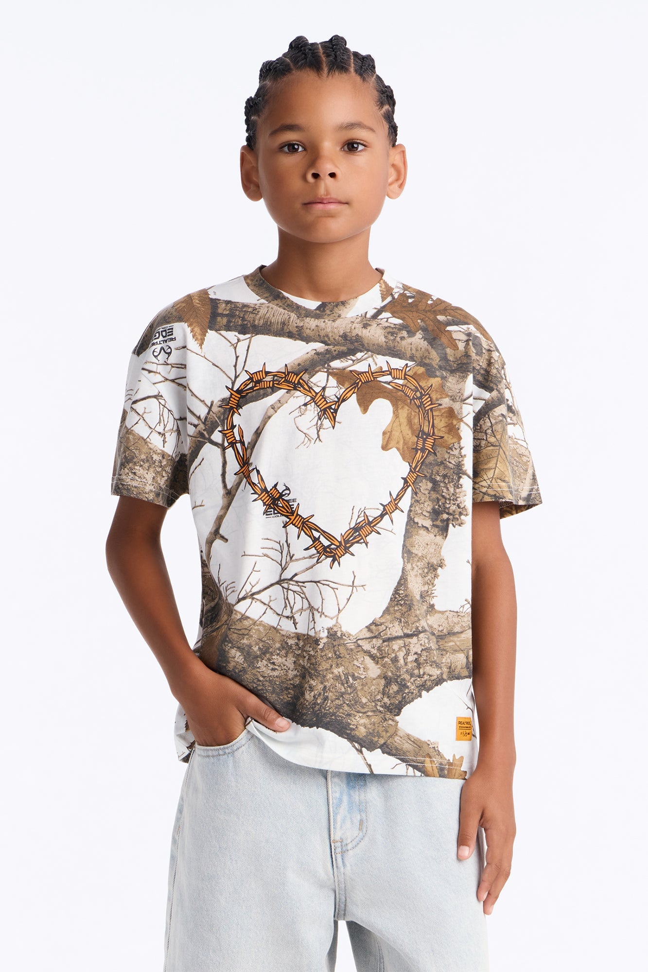 Mini Real Tree Barbed Wire Heart Short Sleeve Tee II - Camouflage image 1