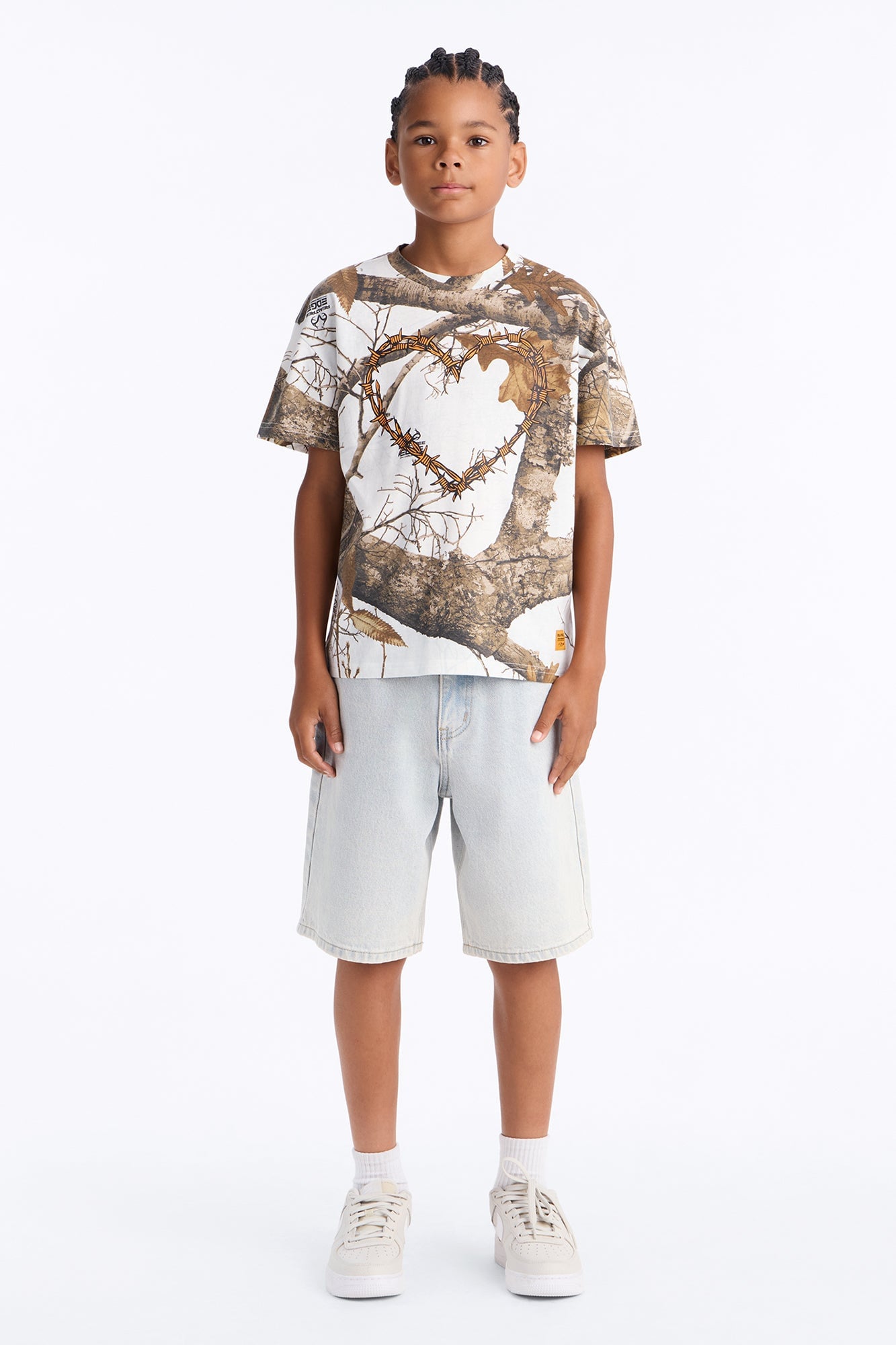 Mini Real Tree Barbed Wire Heart Short Sleeve Tee II - Camouflage image 2