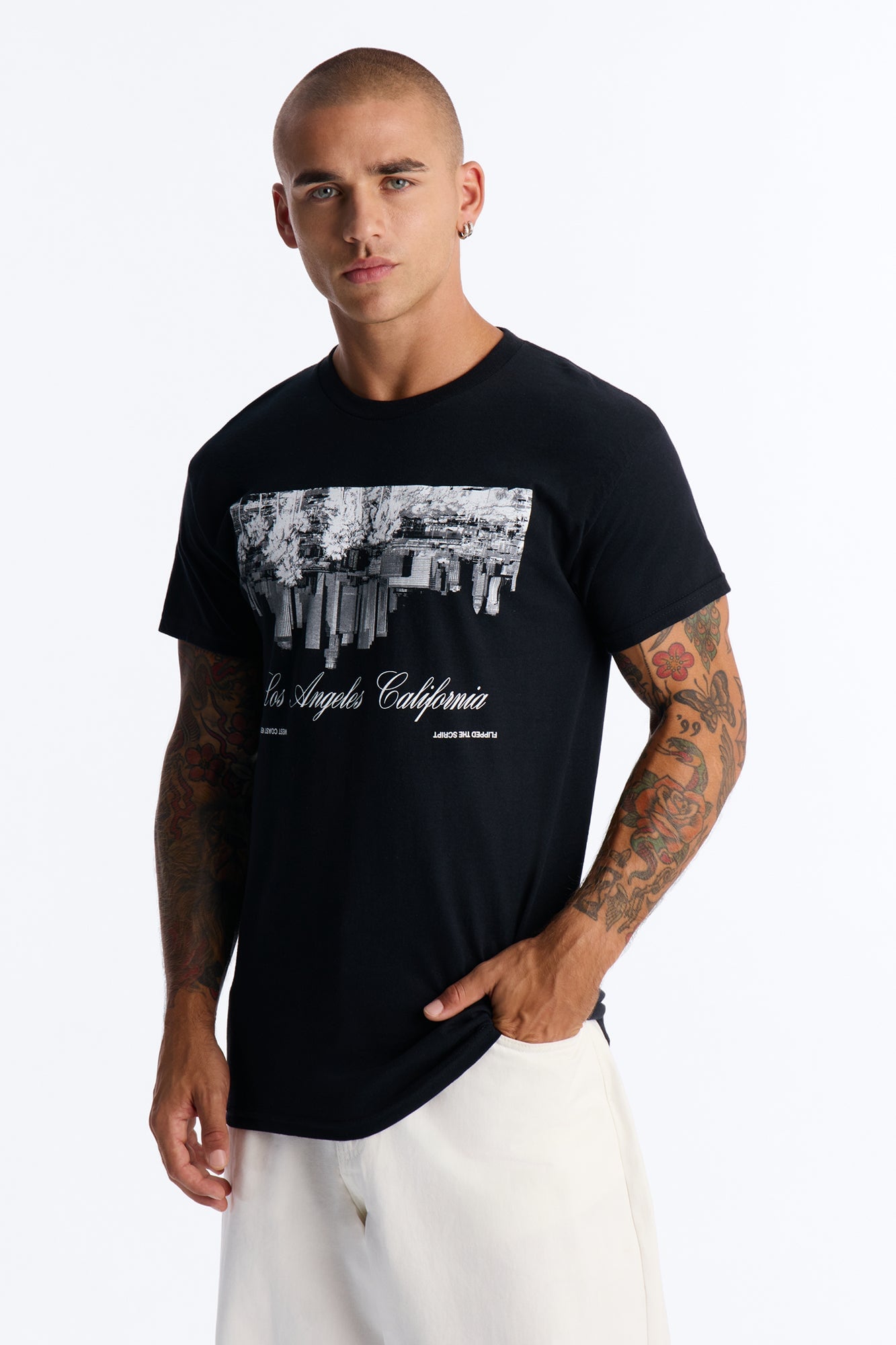 Los Angeles Flipped The Script Short Sleeve Tee - Black image 4