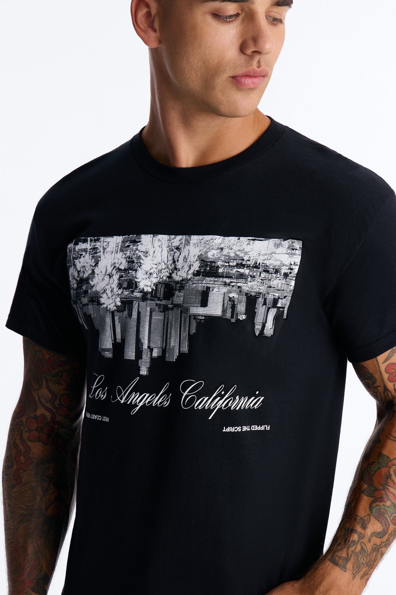Los Angeles Flipped The Script Short Sleeve Tee - Black image 6