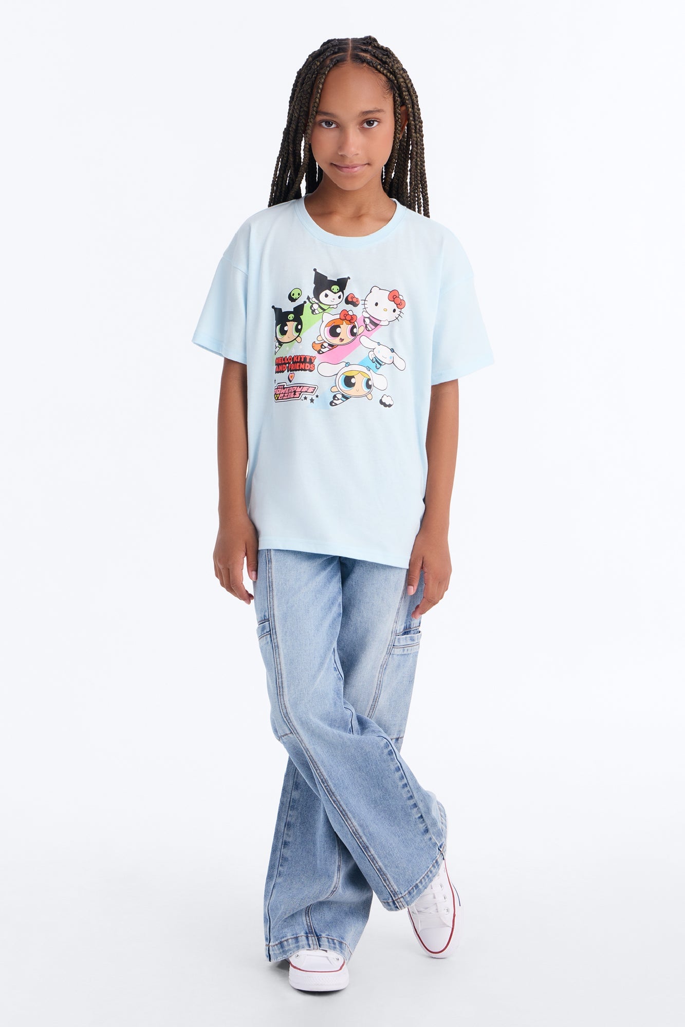 Mini Hello Kitty And Friends x Powerpuff Girls Short Sleeve Tee - Light Blue image 2