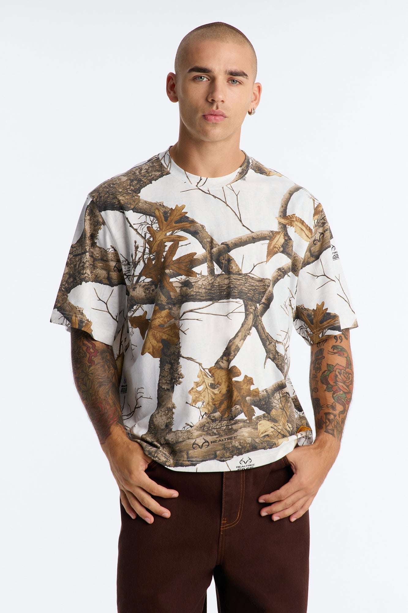 Real Tree Snow Woven Patch Boxy Short Sleeve Tee - Camouflage image 5