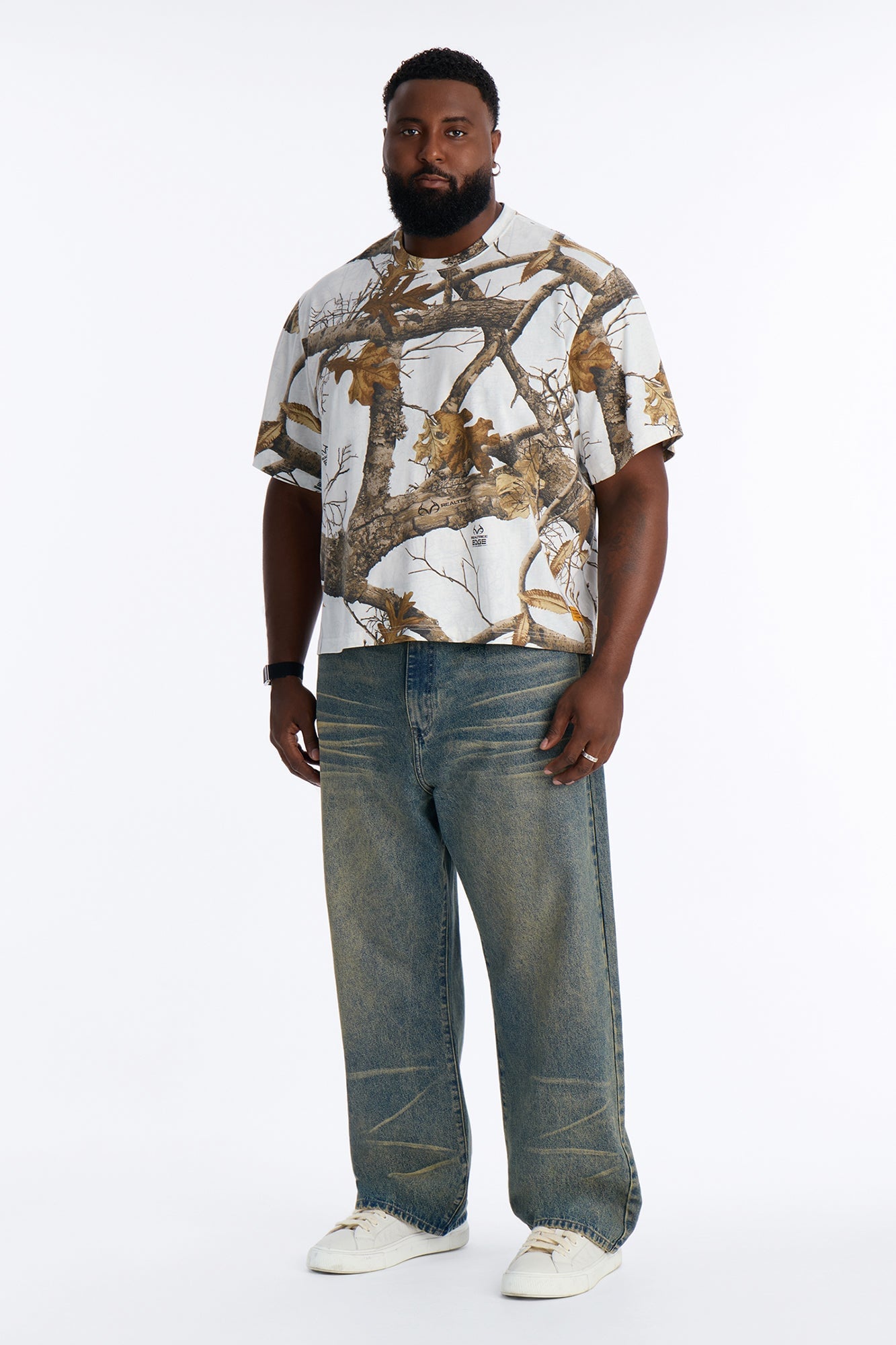 Real Tree Snow Woven Patch Boxy Short Sleeve Tee - Camouflage image 2
