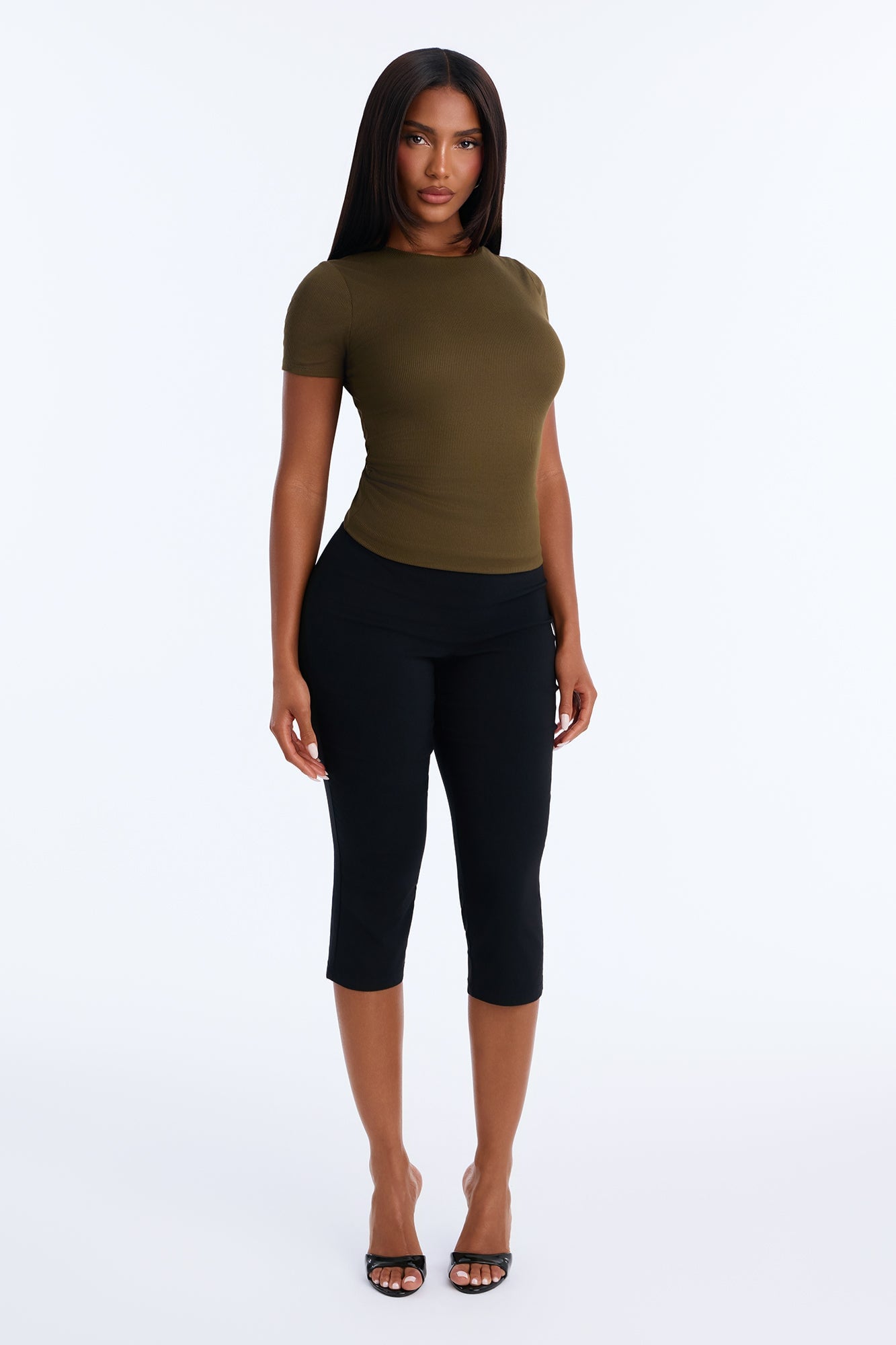 Chloe Crew Neck Short Sleeve Tee - Dark Olive image 6