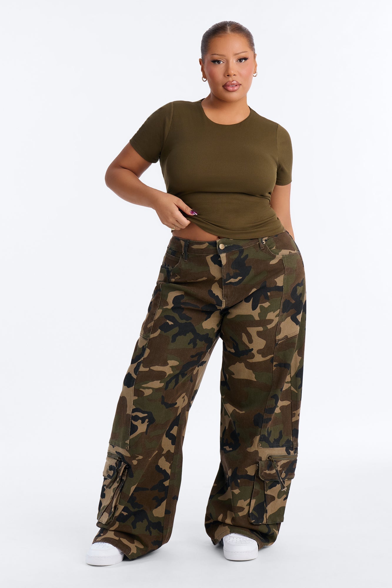 Chloe Crew Neck Short Sleeve Tee - Dark Olive image 2