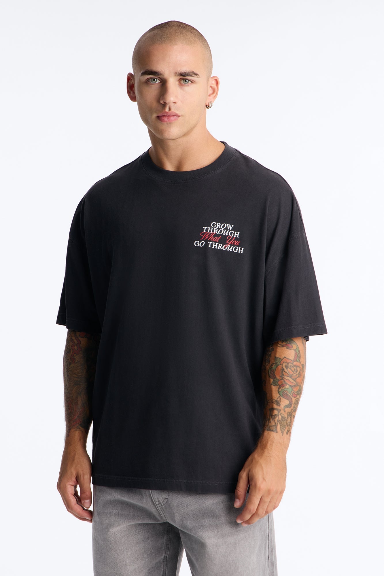 Grow Through What You Go Through Oversized Short Sleeve Tee - Black image 6