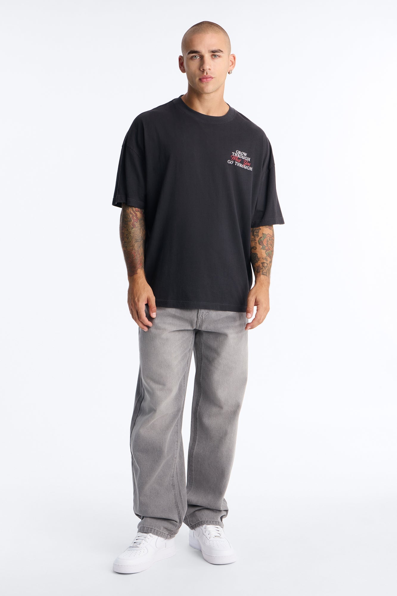 Grow Through What You Go Through Oversized Short Sleeve Tee - Black image 7