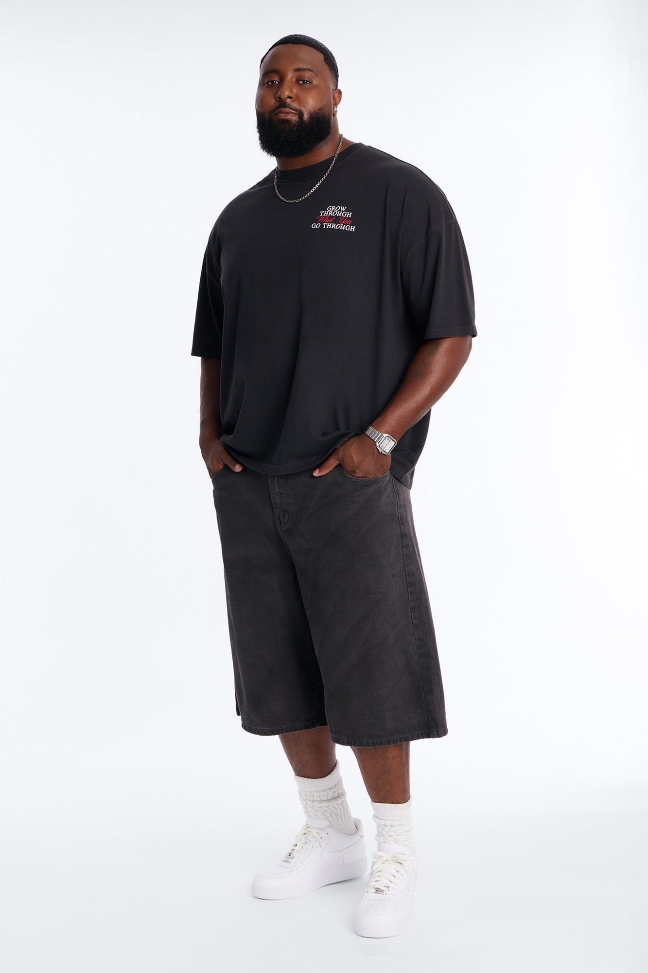 Grow Through What You Go Through Oversized Short Sleeve Tee - Black image 2