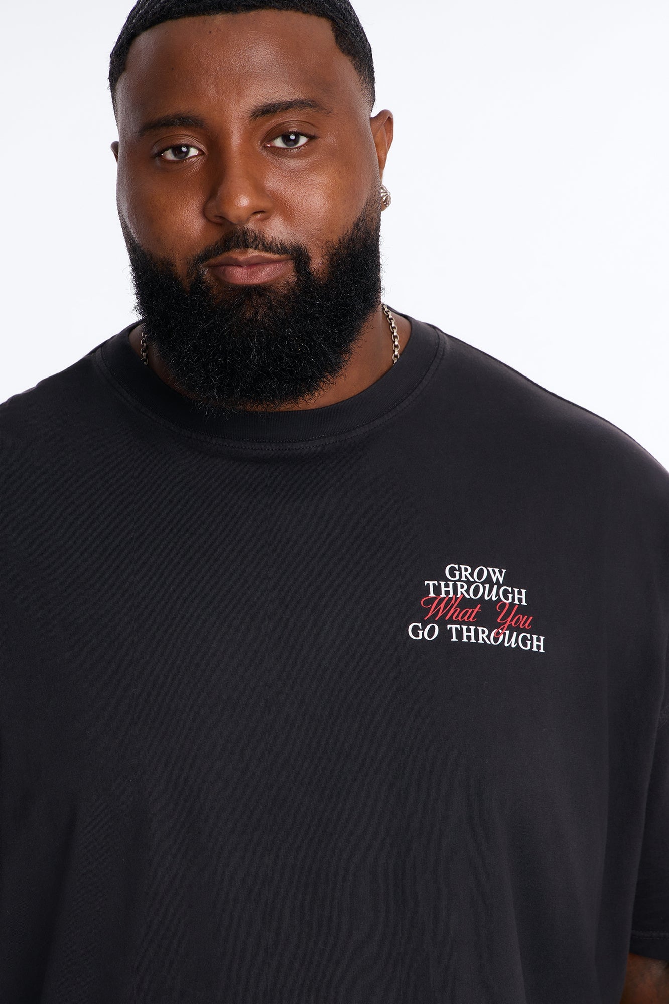 Grow Through What You Go Through Oversized Short Sleeve Tee - Black image 3