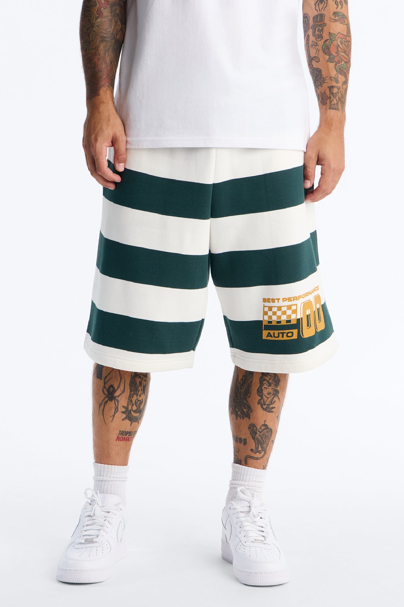 Racing Society Stripe Sweatshort - Green/combo image 6
