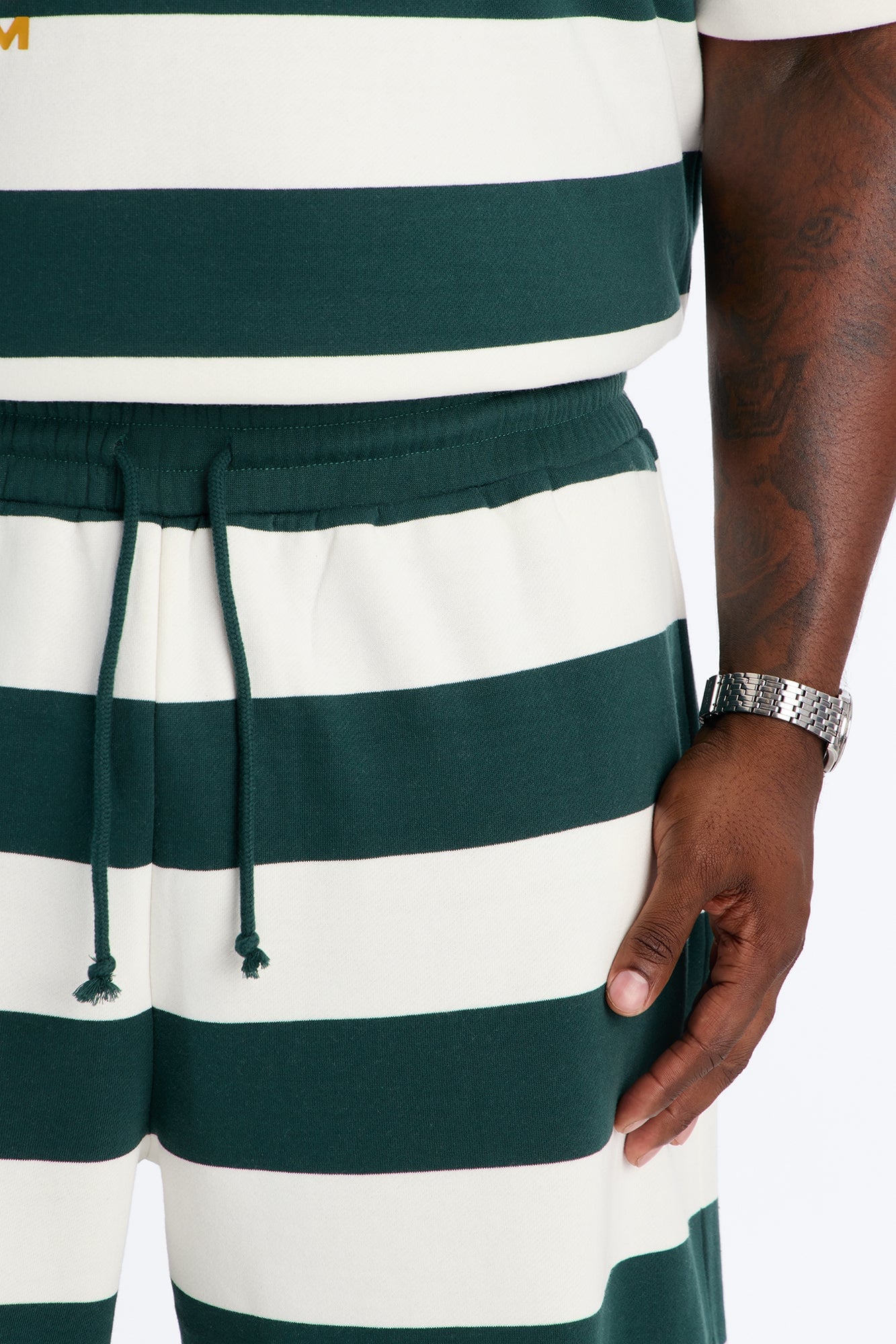 Racing Society Stripe Sweatshort - Green/combo image 3