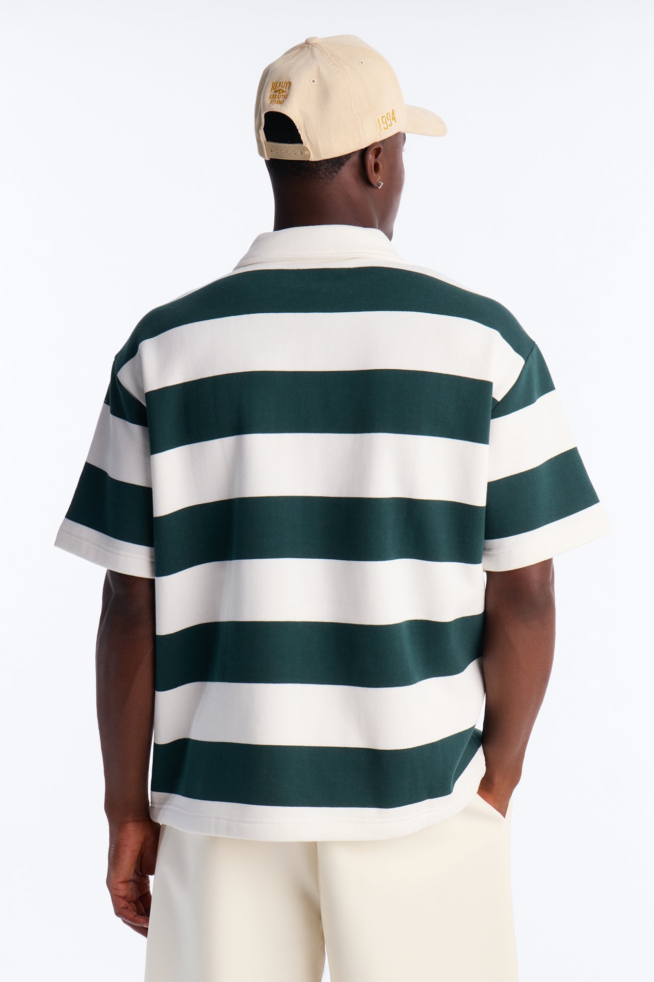 Racing Society Stripe Short Sleeve Fleece Polo - Green/combo image 8