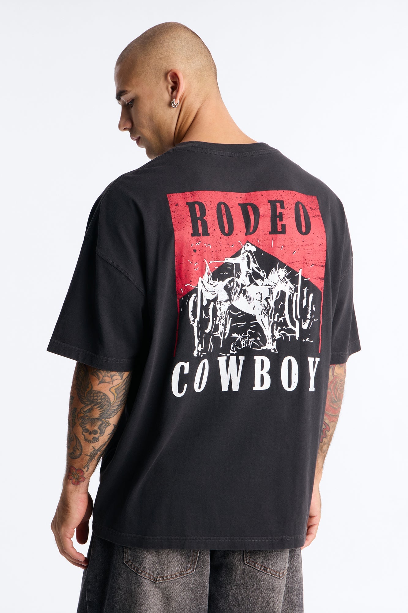 Rodeo Cowboy Oversized Short Sleeve Tee - Black image 5