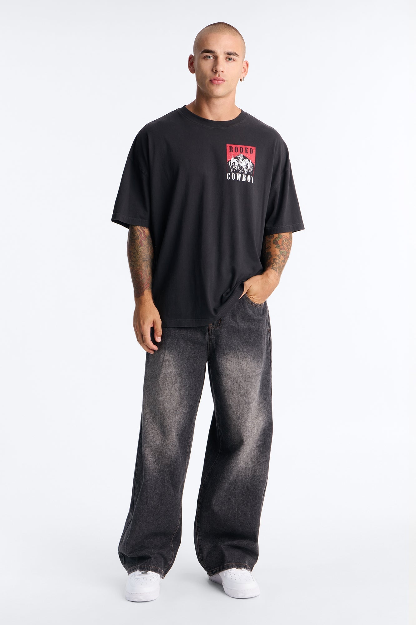 Rodeo Cowboy Oversized Short Sleeve Tee - Black image 6