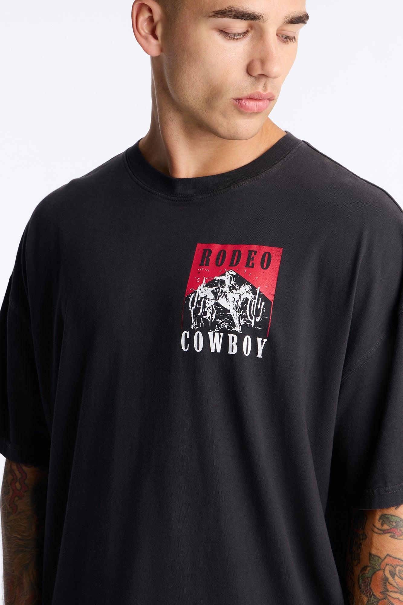 Rodeo Cowboy Oversized Short Sleeve Tee - Black image 7
