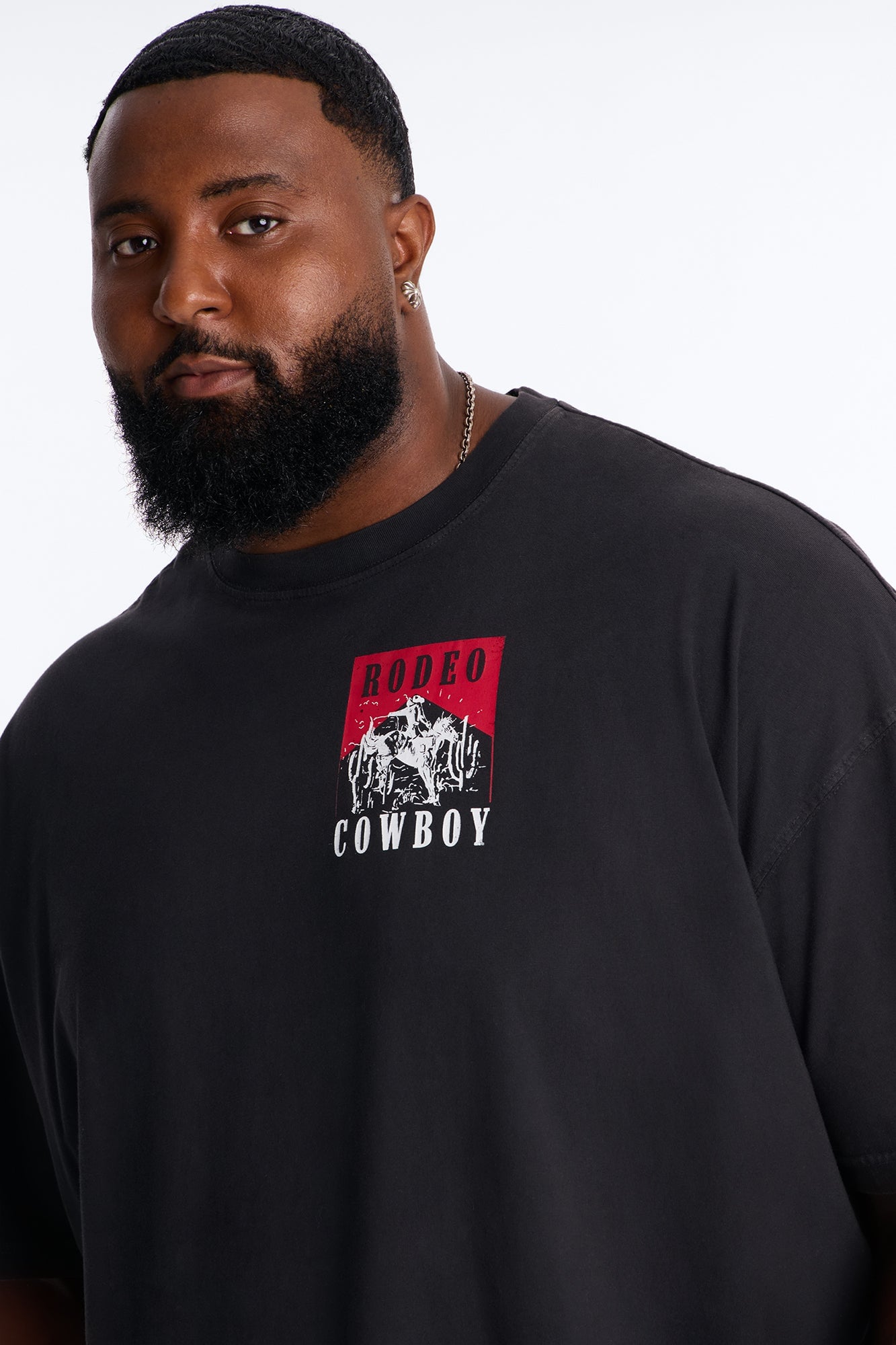 Rodeo Cowboy Oversized Short Sleeve Tee - Black image 3