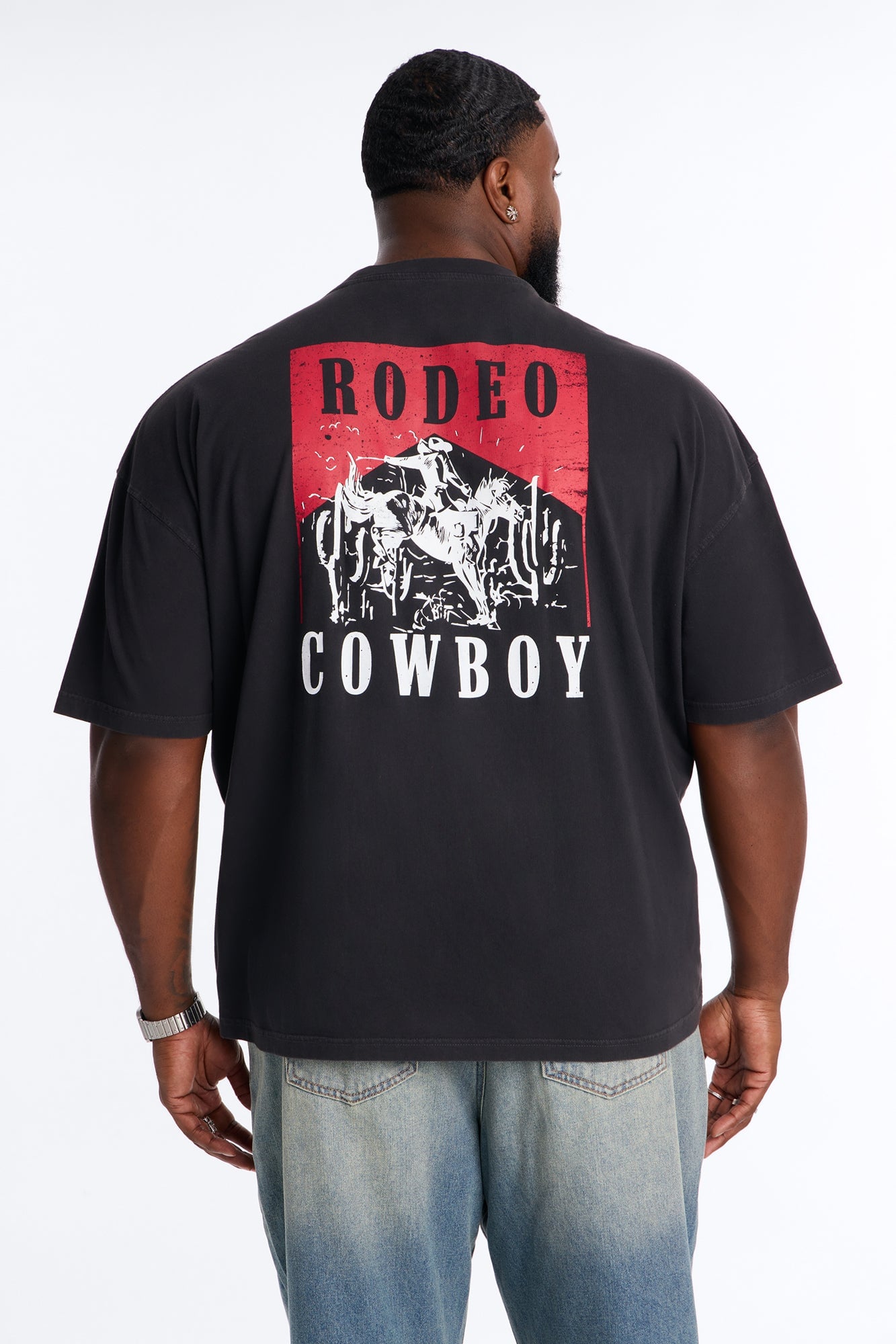 Rodeo Cowboy Oversized Short Sleeve Tee - Black image 4