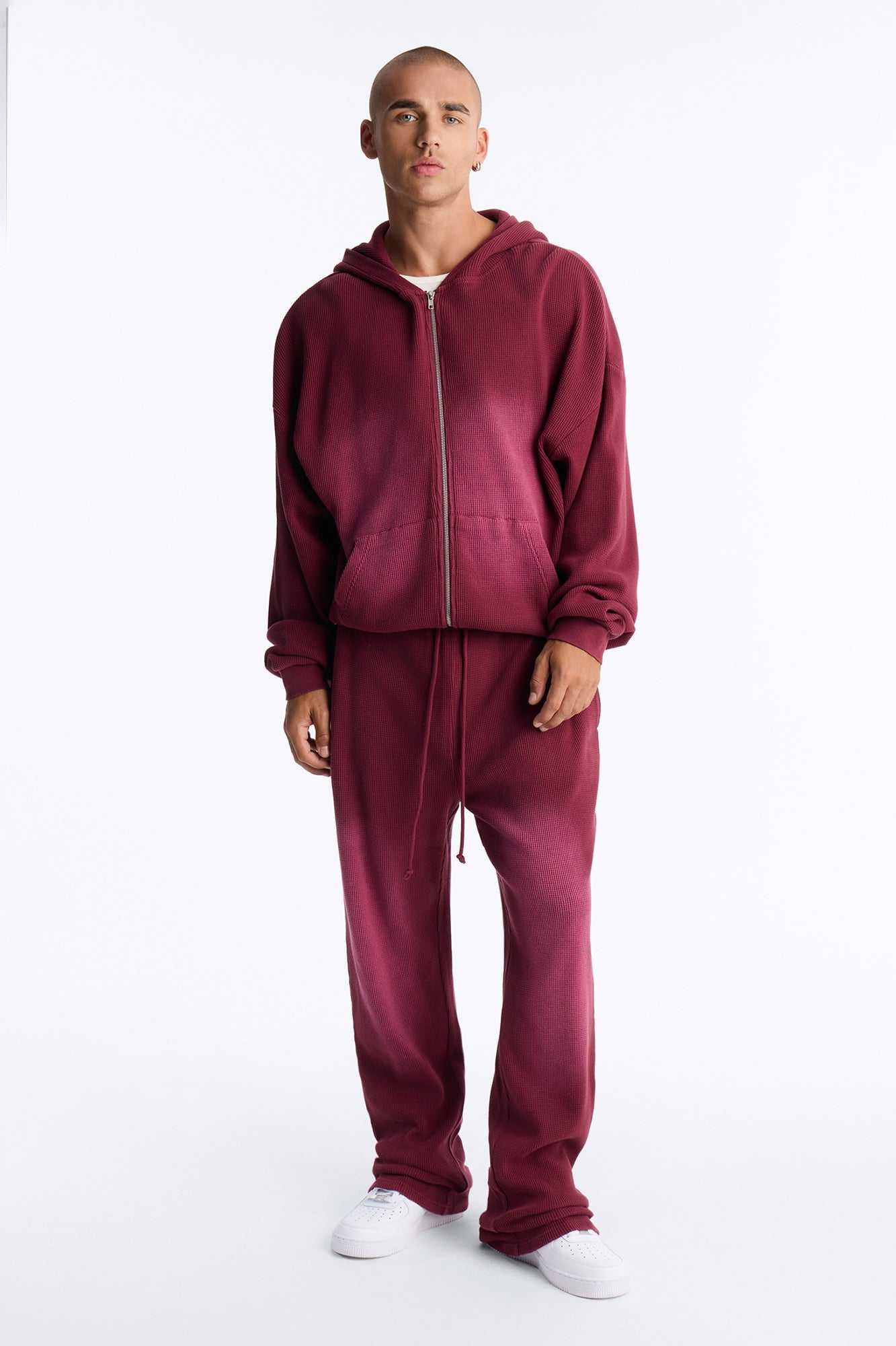 Modern Wash Zip Up Hoodie - Burgundy image 6