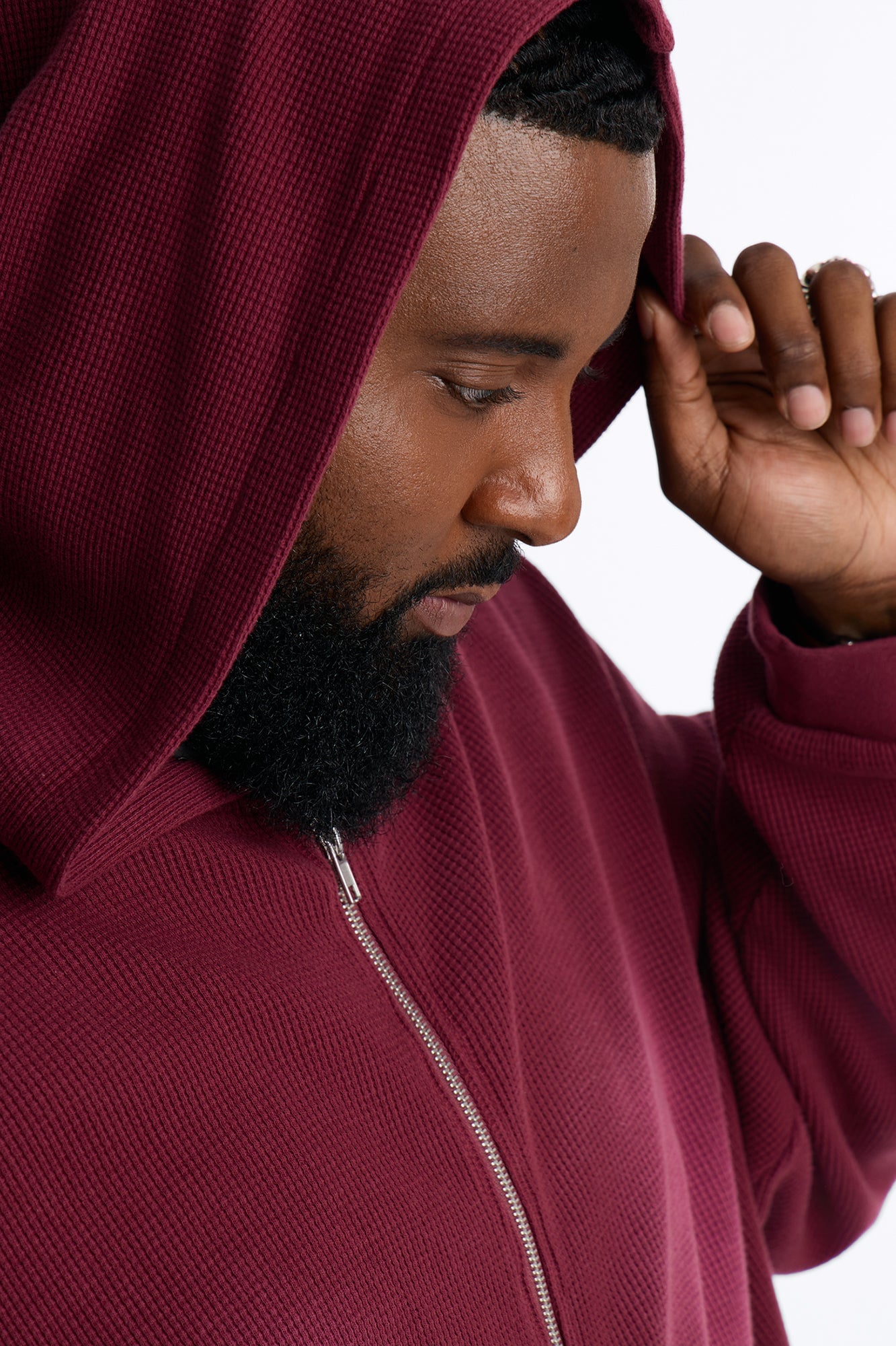 Modern Wash Zip Up Hoodie - Burgundy image 3