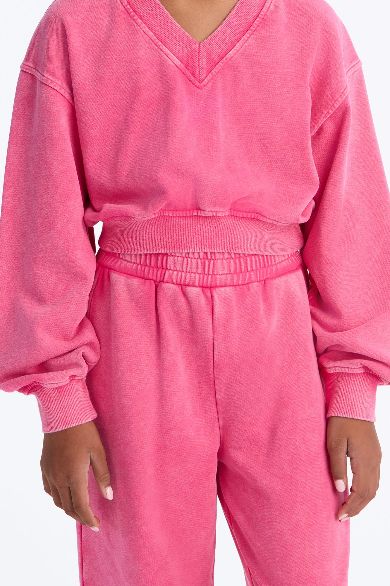 Mini Angelica Washed French Terry Pant Set - Raspberry image 4