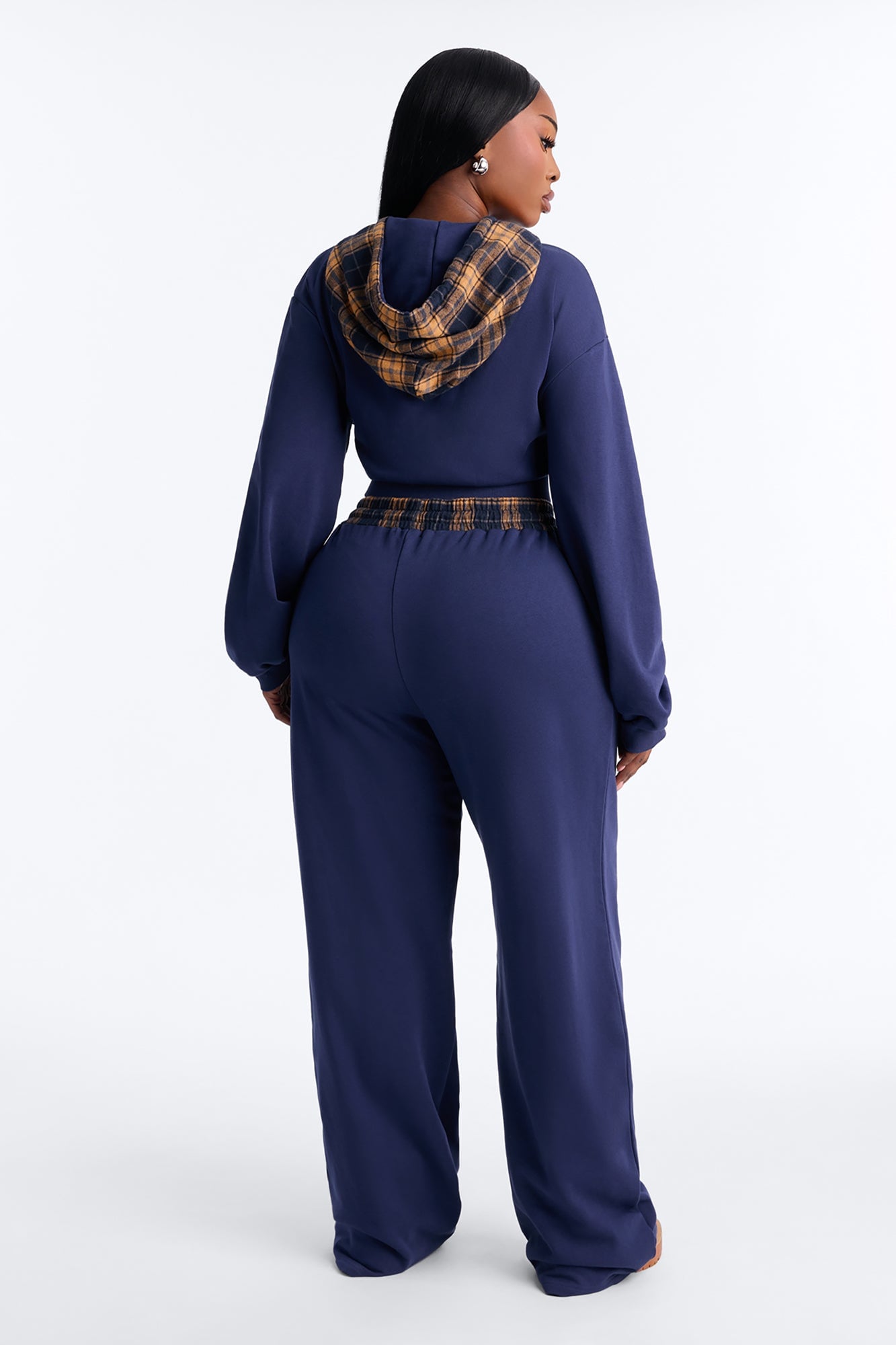 Plaid About It Pant Set - Navy image 4