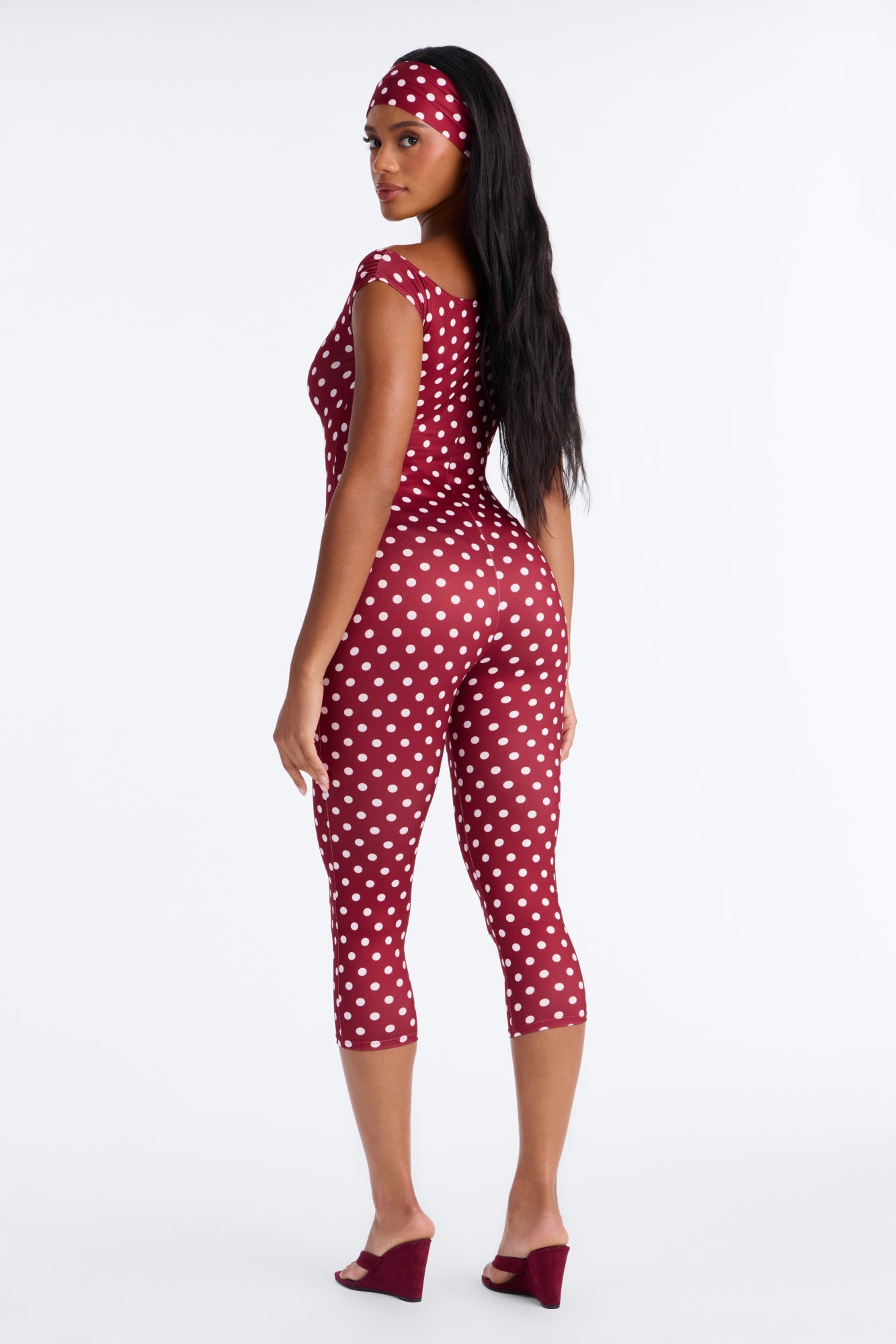 Parisian Heartbreaker Capri Jumpsuit - Burgundy image 4