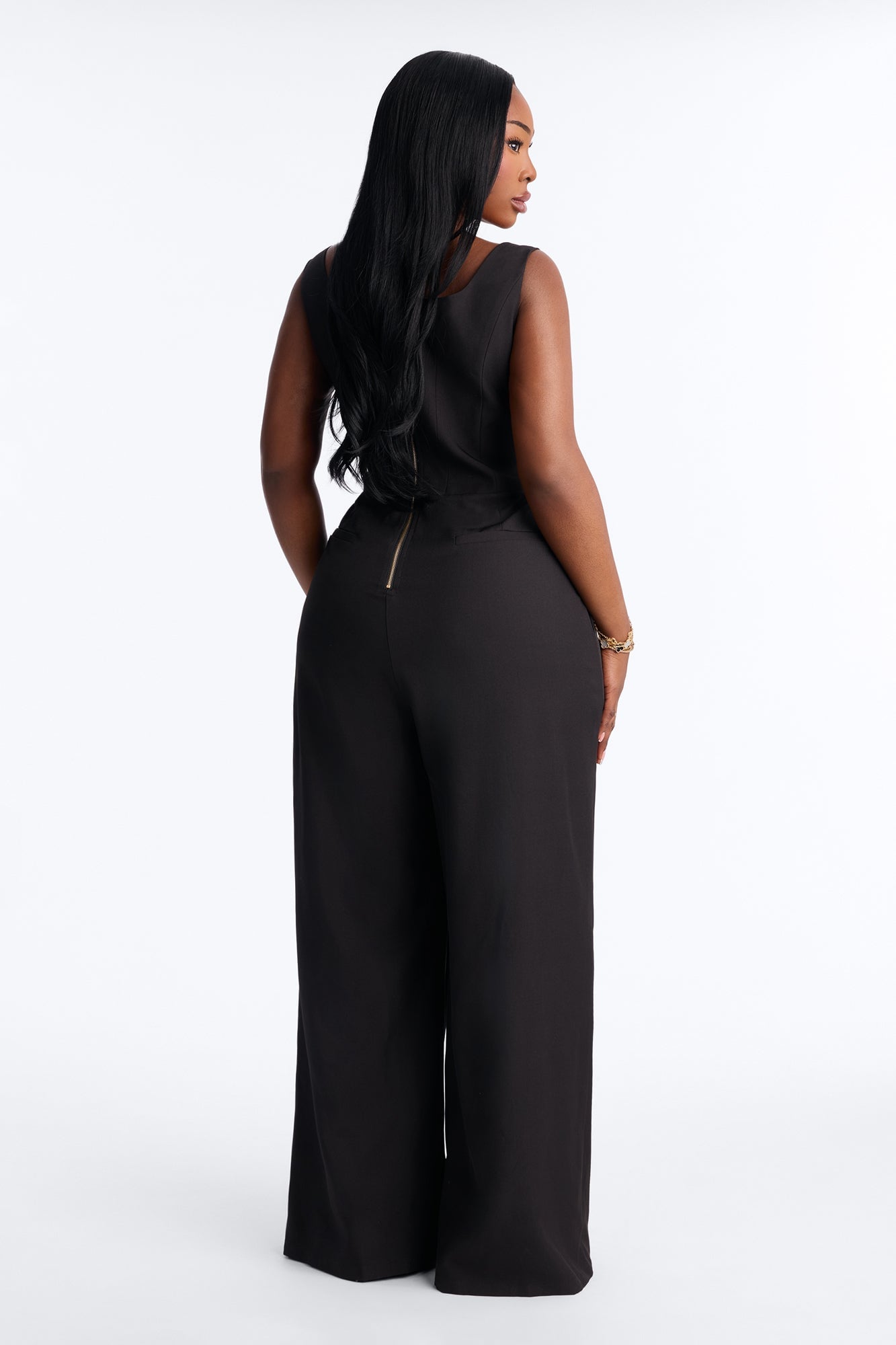 Jessa Twist Front Wide Leg Jumpsuit - Black image 3