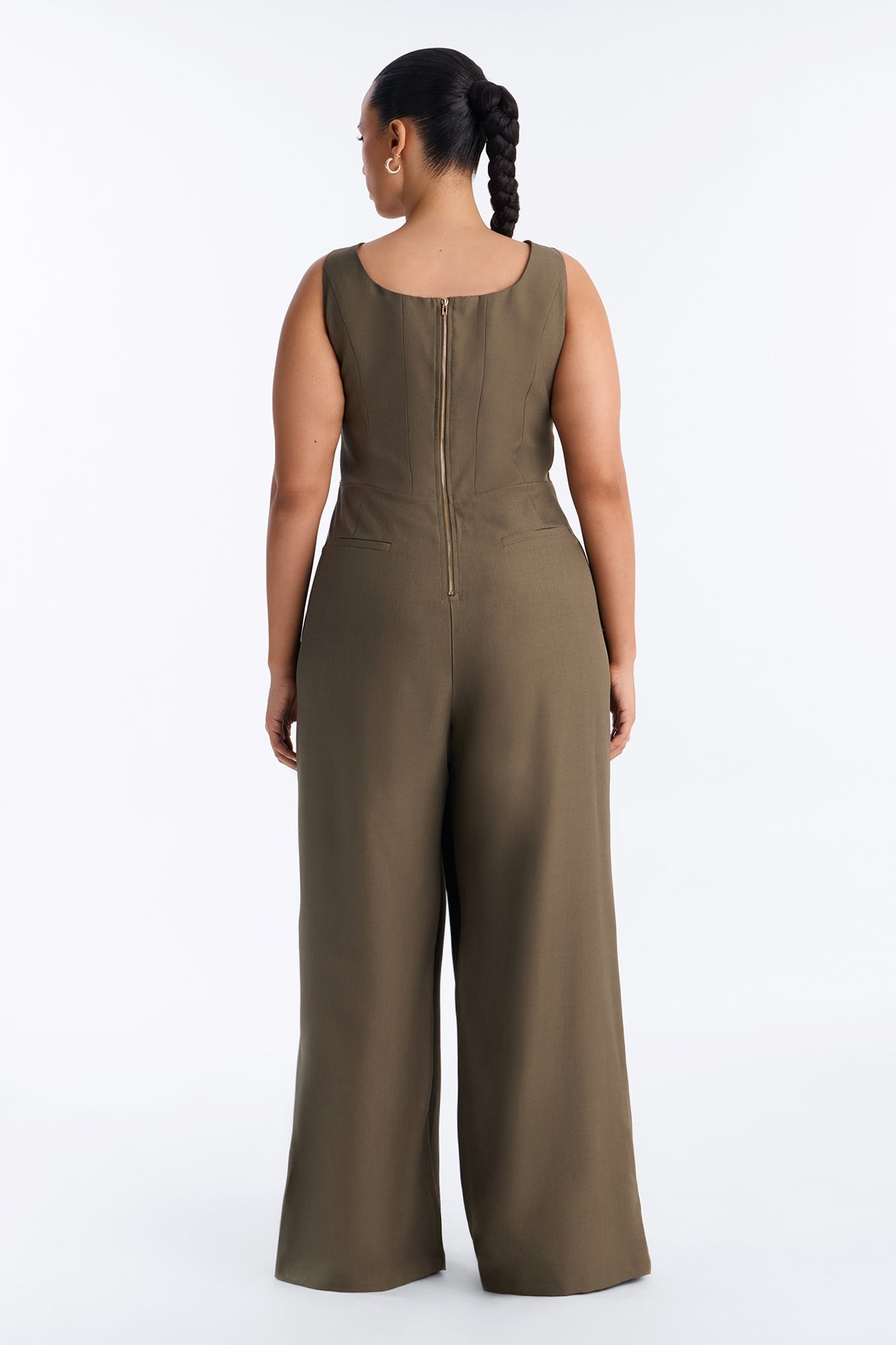 Jessa Twist Front Wide Leg Jumpsuit - Olive image 3