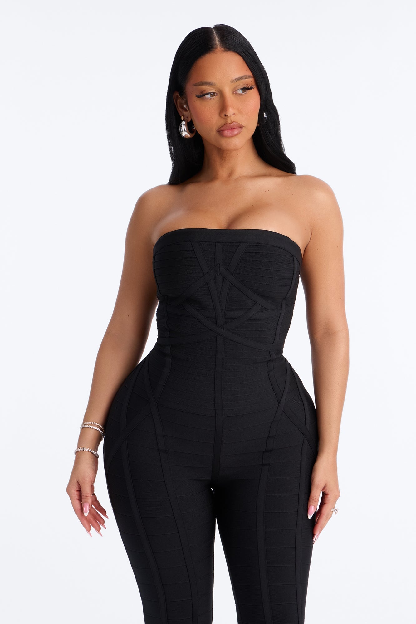 Amaya Bandage Skinny Leg Jumpsuit - Black image 2