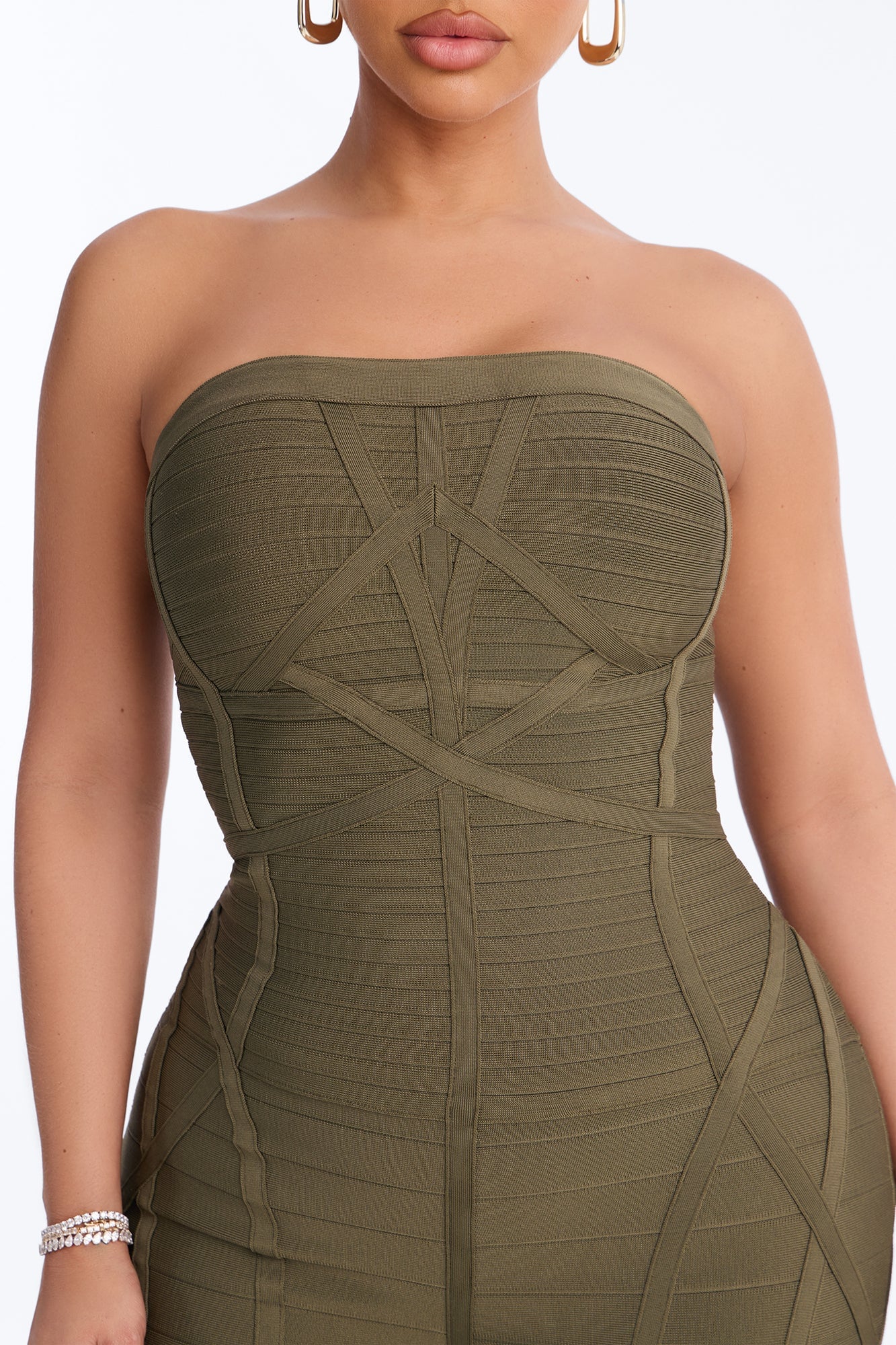 Amaya Bandage Skinny Leg Jumpsuit - Olive image 3