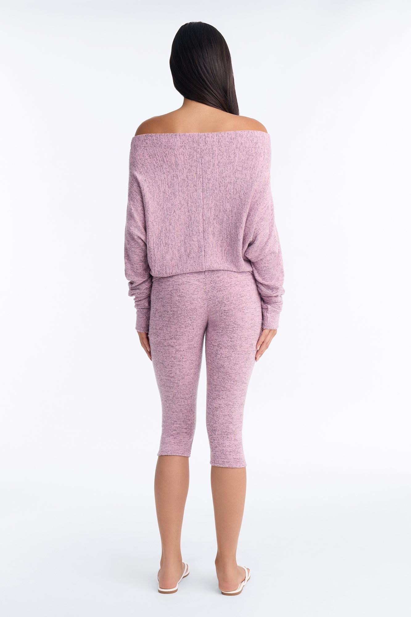 Clara Off Shoulder Hacci Capri Set - Pink image 8
