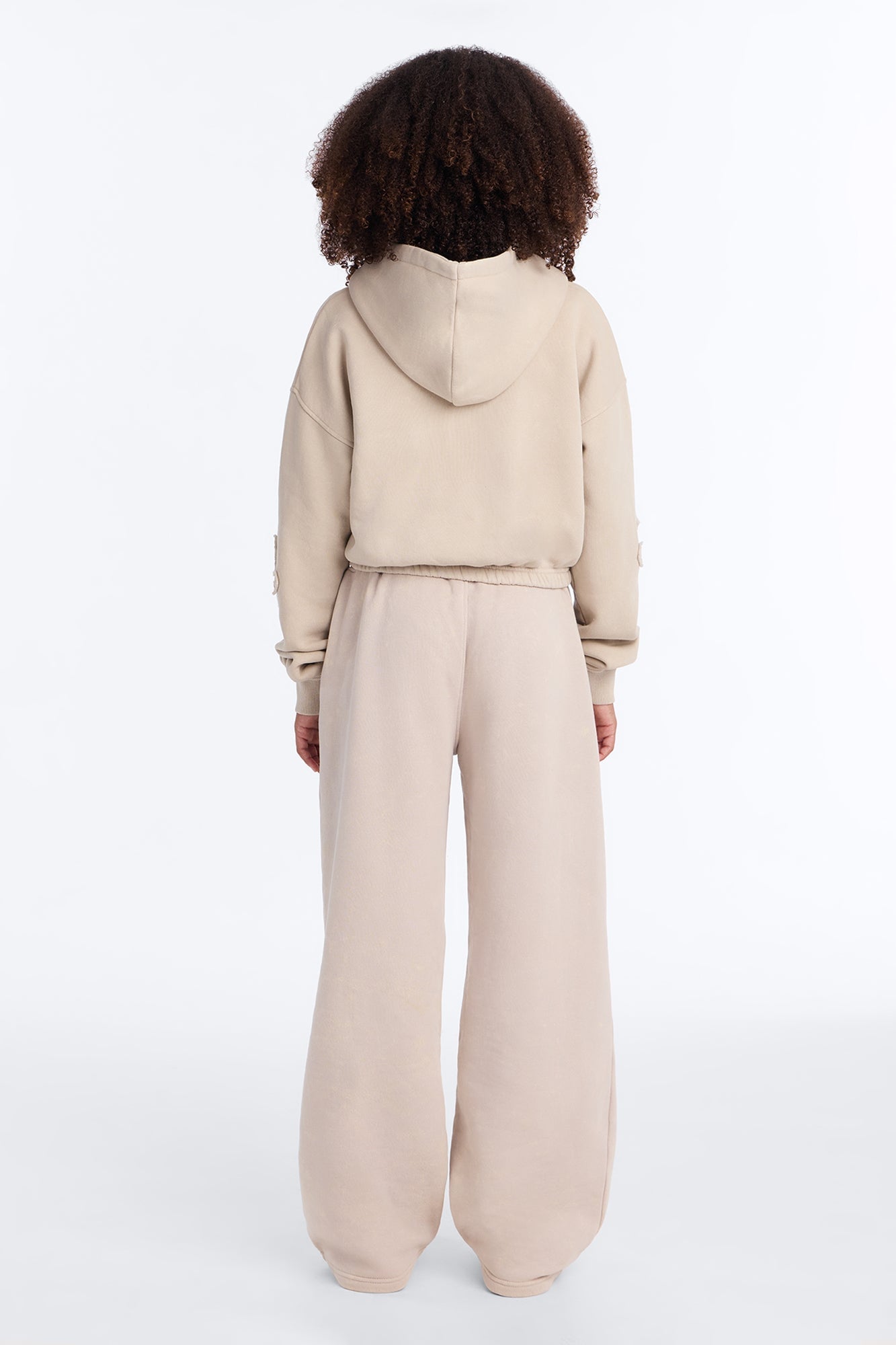 Mini Don't Cross Me Washed Fleece Lounge Hoodie - Stone image 3