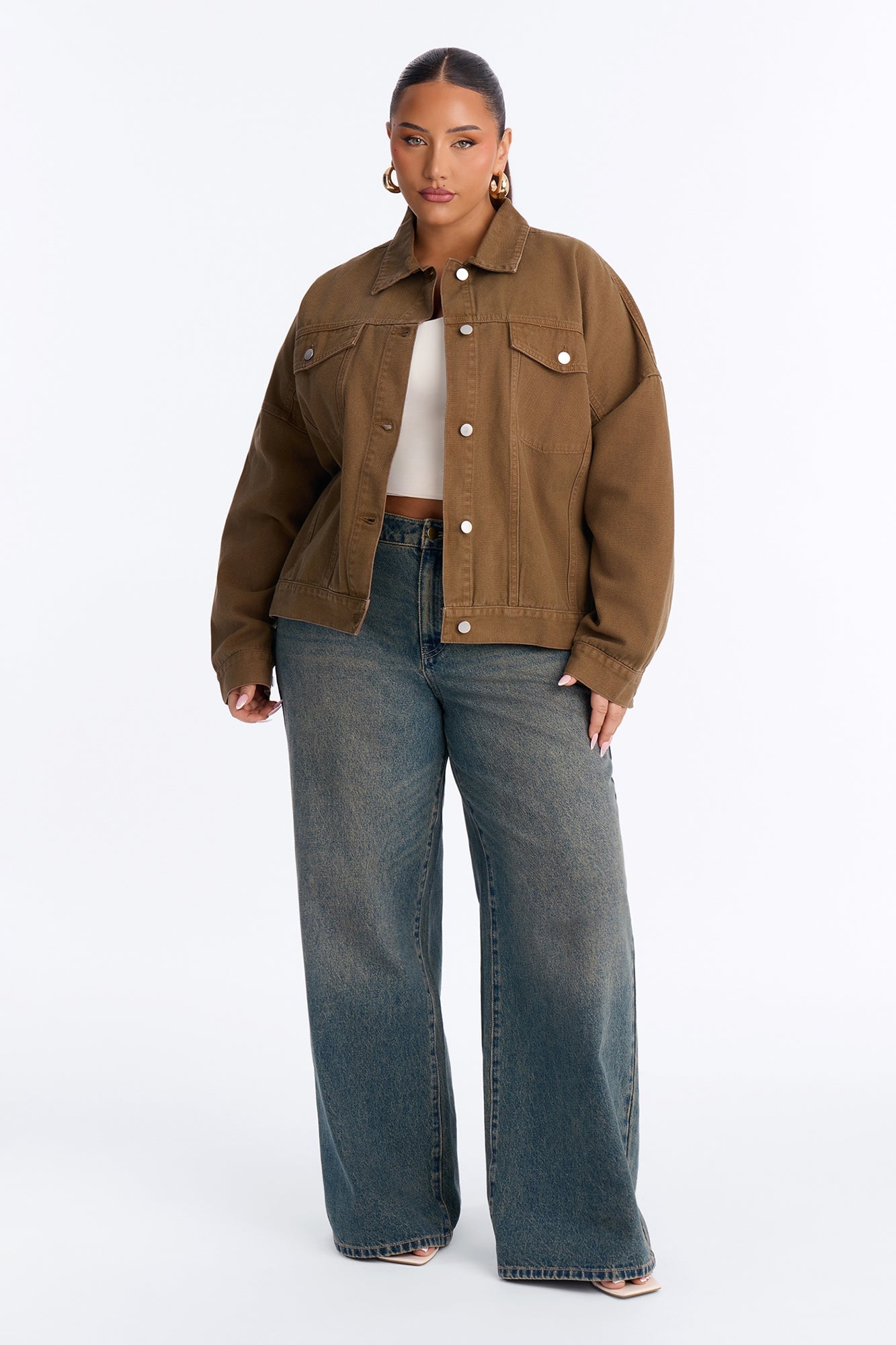 Hitting The Town Twill Belted Jacket - Military Green image 2