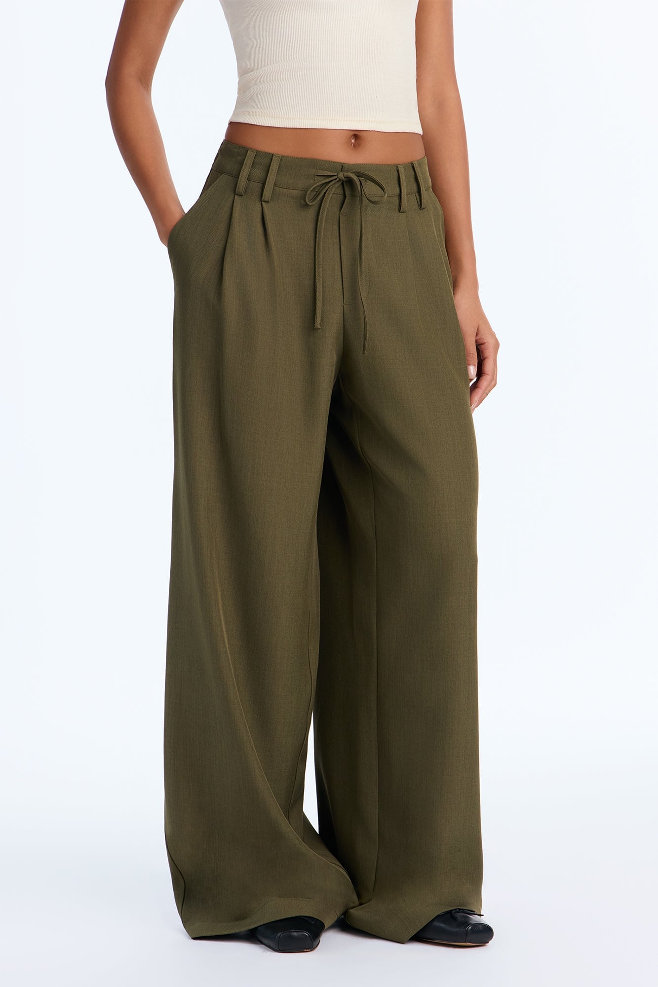 Cami Wide Leg Trouser Pant - Olive image 2