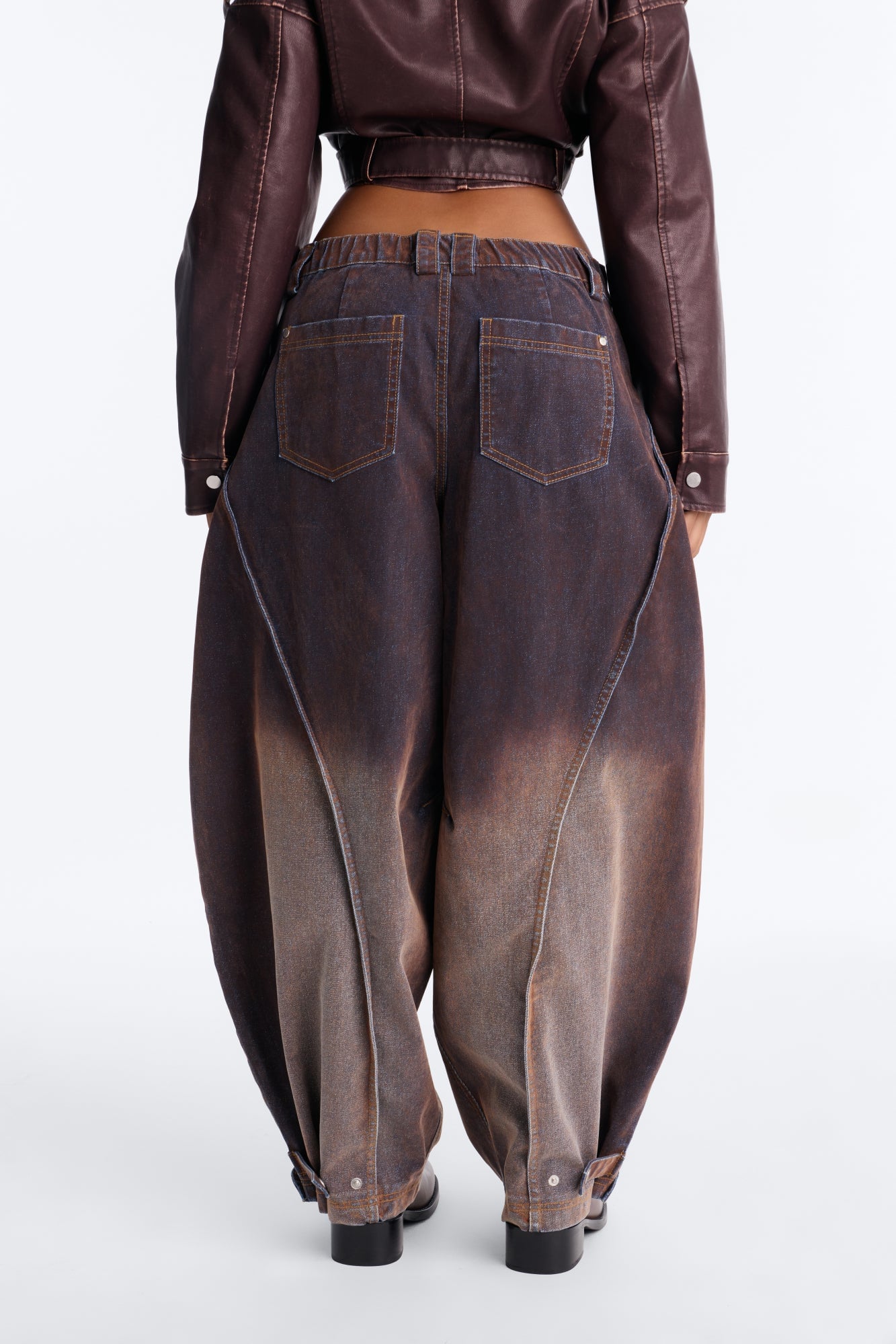 Off Grid Flocked Wide Leg Jeans - Brown image 4