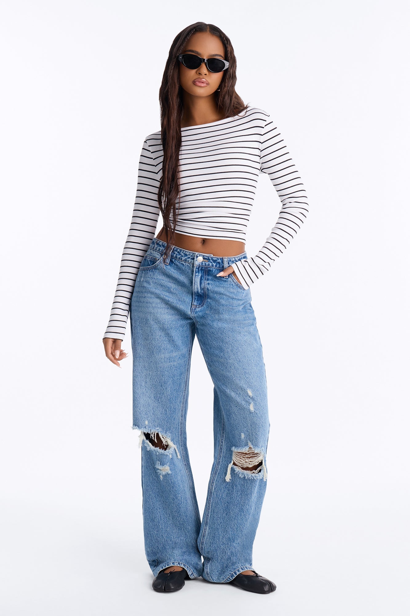 Malibu High Rise Ripped Straight Leg Jeans - Medium Wash image 6