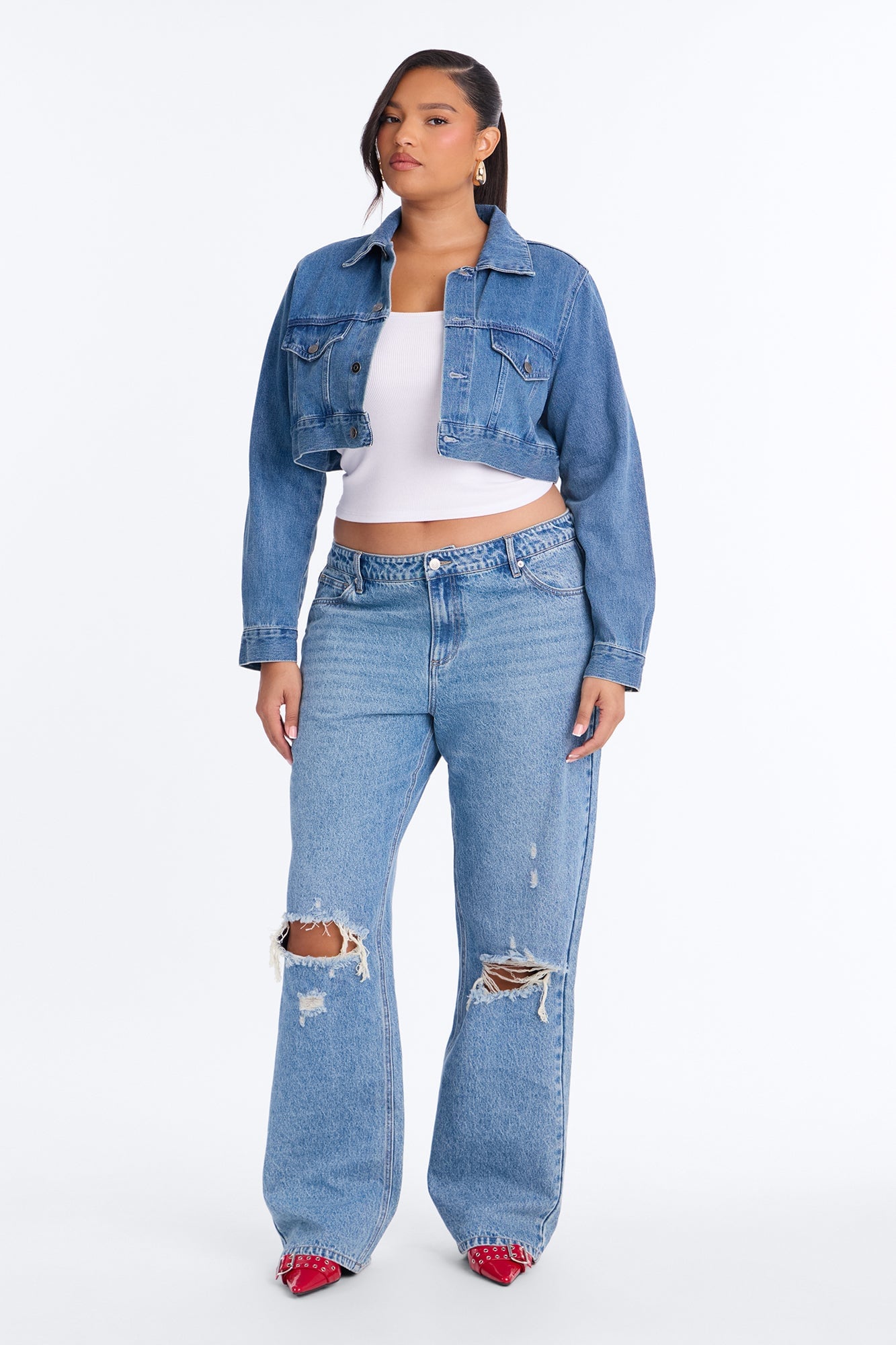 Malibu High Rise Ripped Straight Leg Jeans - Medium Wash image 2