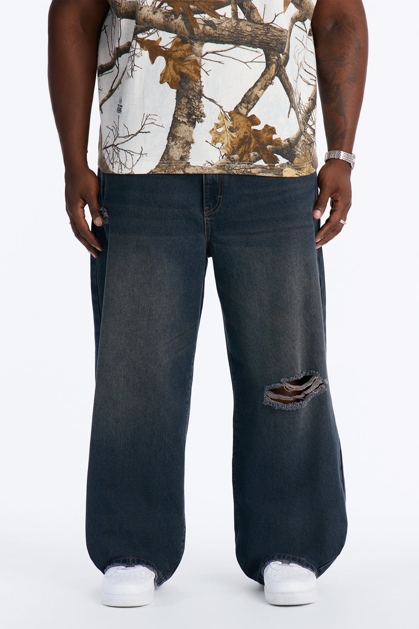 Baggy Edinburgh Distressed Jeans - Dark Wash image 2