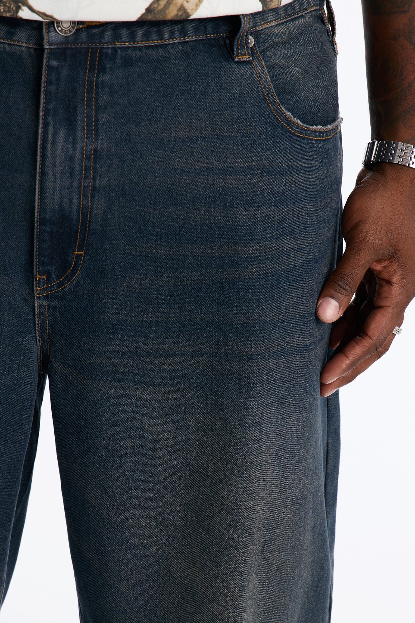 Baggy Edinburgh Distressed Jeans - Dark Wash image 3
