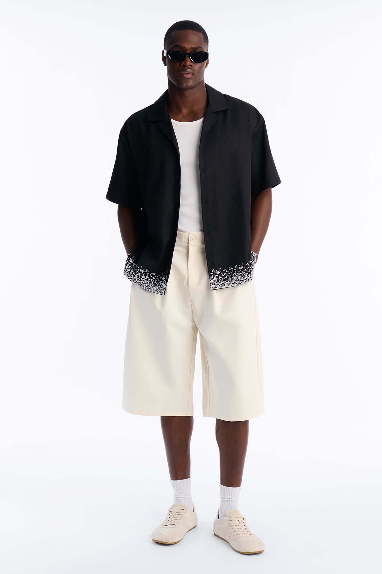 Relaxed Cascade Embroidered Cuban Button Up Shirt - Black/combo image 6