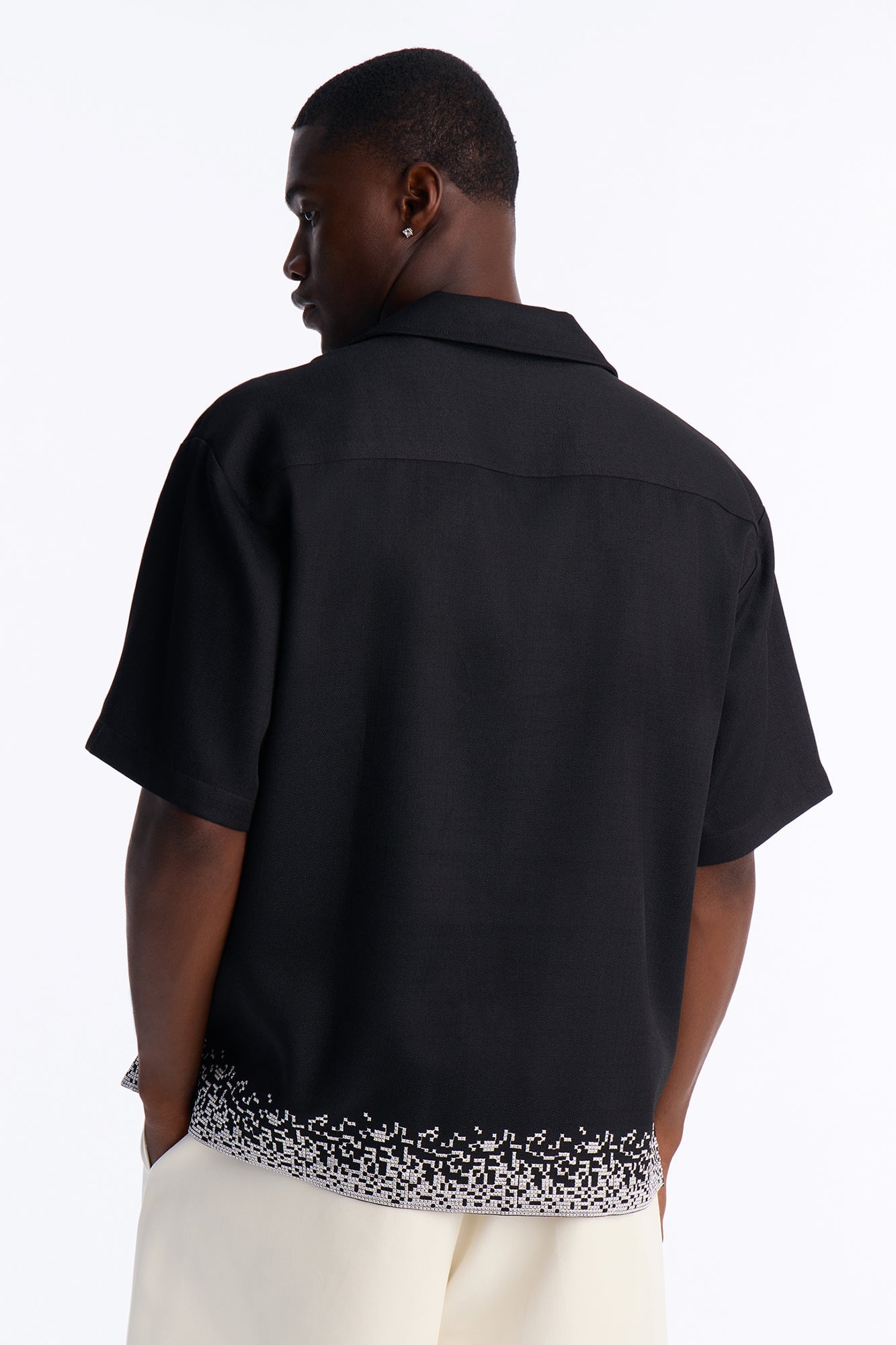 Relaxed Cascade Embroidered Cuban Button Up Shirt - Black/combo image 8
