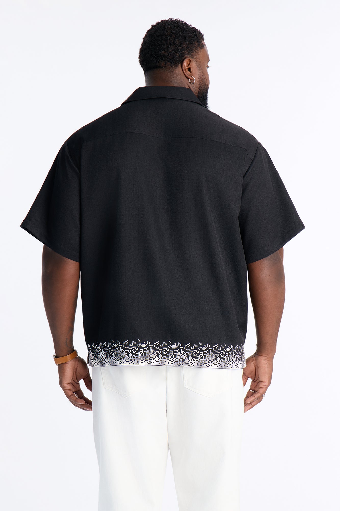 Relaxed Cascade Embroidered Cuban Button Up Shirt - Black/combo image 3