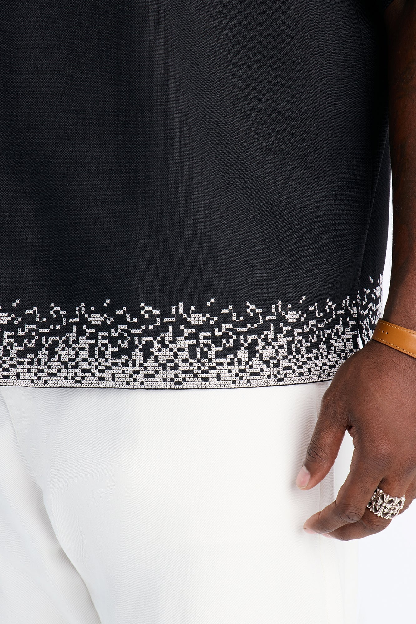 Relaxed Cascade Embroidered Cuban Button Up Shirt - Black/combo image 4