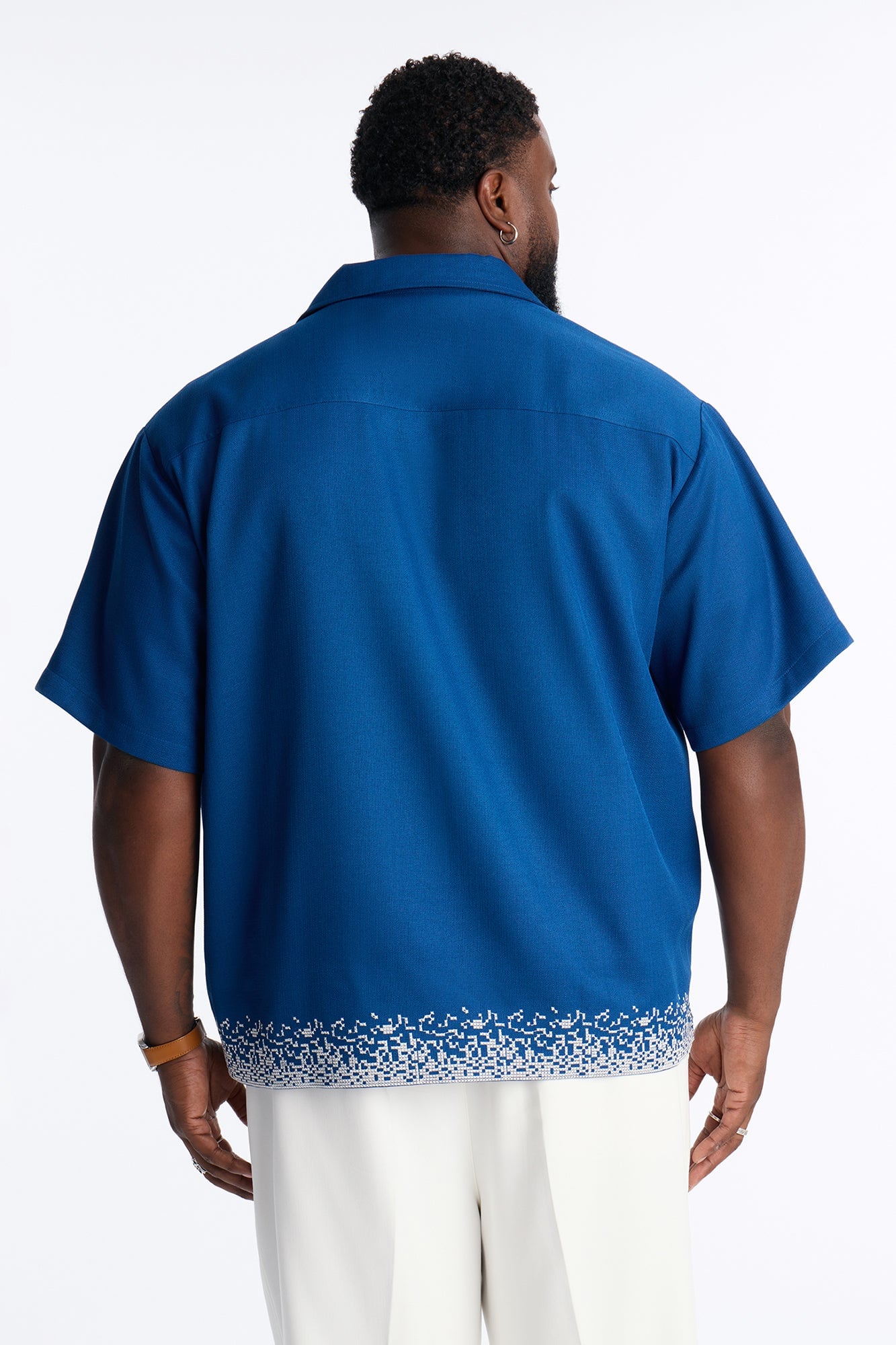 Relaxed Cascade Embroidered Cuban Button Up Shirt - Navy/combo image 4